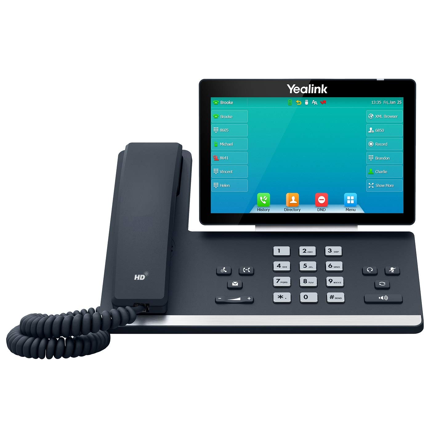 Yealink T57W Ip Phone, 16 Voip Accounts. 7-Inch Adjustable Color Touch Screen. Usb 2.0, 802.11Ac Wi-Fi, Dual-Port Gigabit Ethern