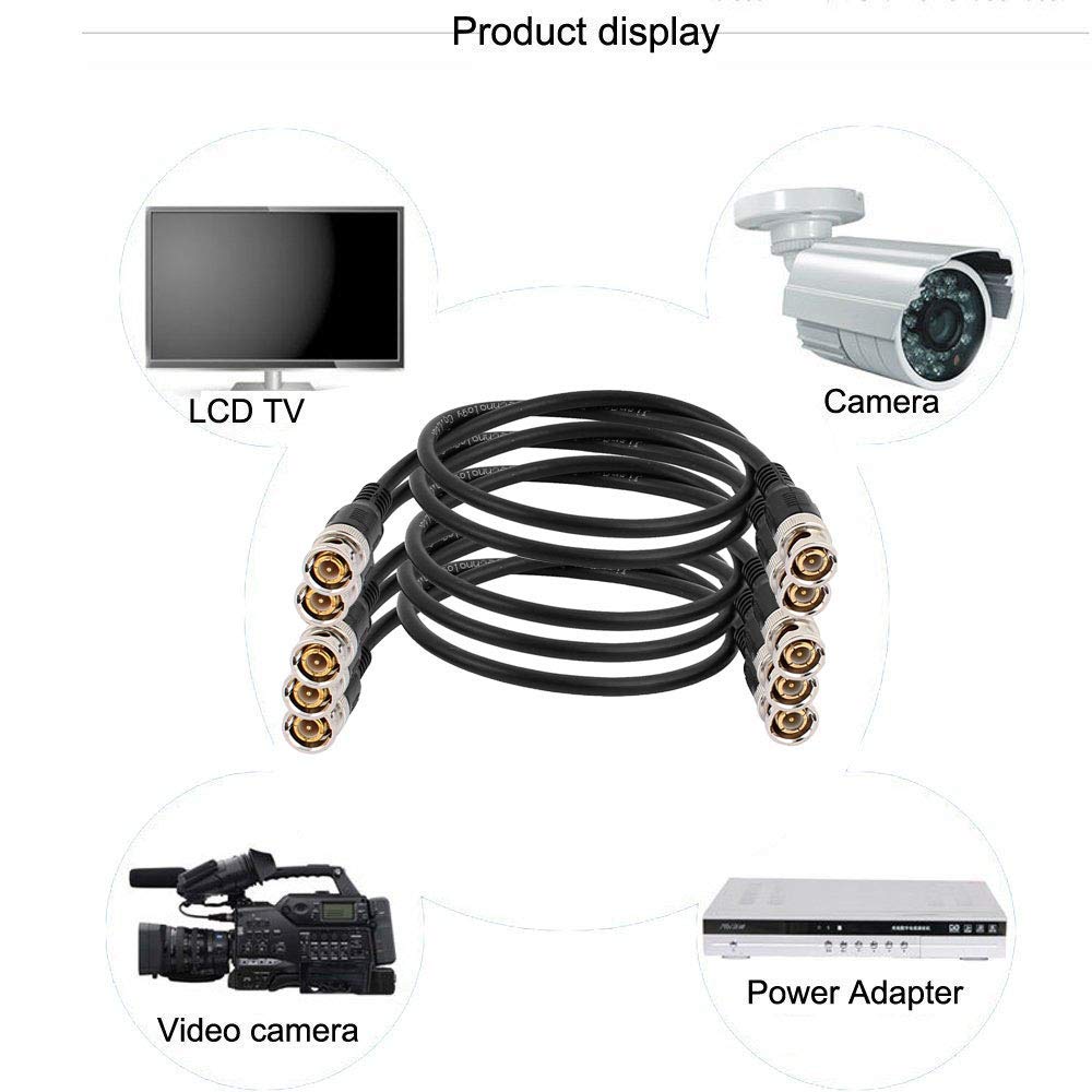 Joinsi 5 Pack 6.6Ft Bnc Male To Bnc Male Jumper 75 Ohm Cable Extension Connector For Cctv Dvr To Tv System
