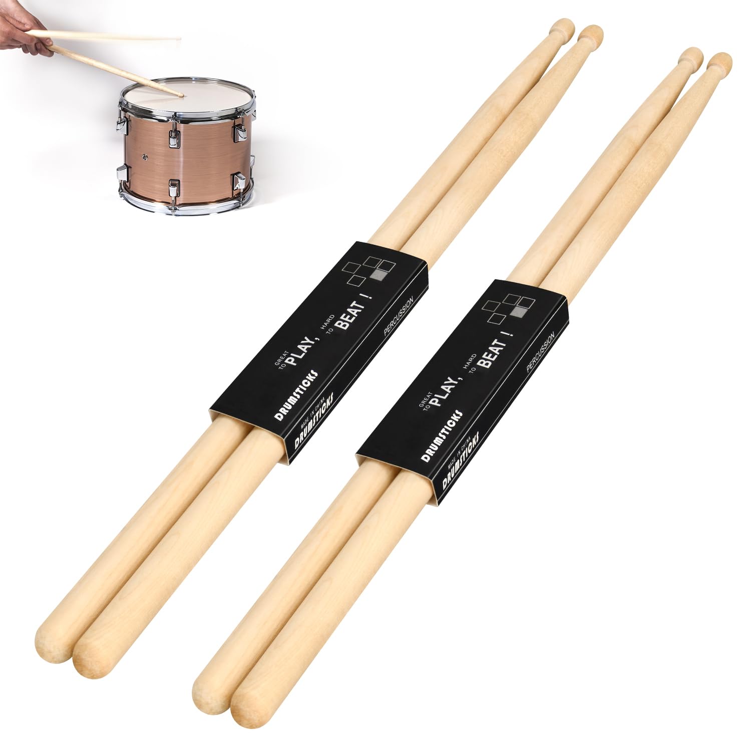 2 Pairs Drum Sticks, 7A Drum Sticks, Oval Wood Tip Drum Stick For Drums, Non Slip Drum Stick For Jazz Drum Electronic Drums Musi