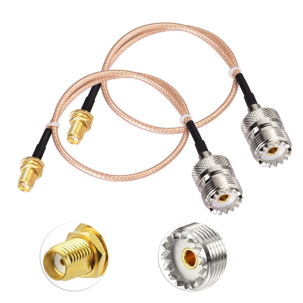 Superbat Coax UHF Female SO-239 to SMA Female Adapter Extension Cable RG316 12' for Baofeng CB Radio Handheld Walkie Talkie 2pcs