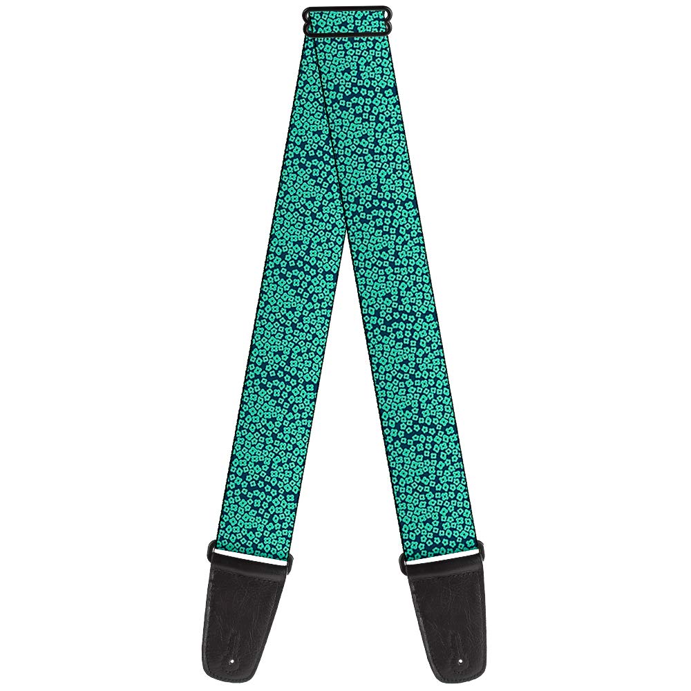 BuckleDown GSW33006 Neon Blue Mini Flowers All Over Collage Guitar Strap