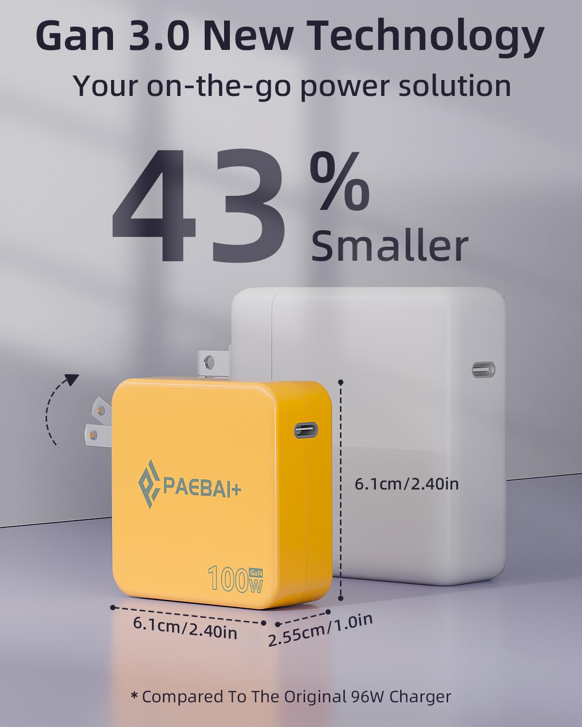 Paebai+ 100W Usb C Charger Gan Foldable Compact Wall Fast Charger For Macbook Pro Macbook Air, Dell Xps, Iphone 16 15 Series, Sa