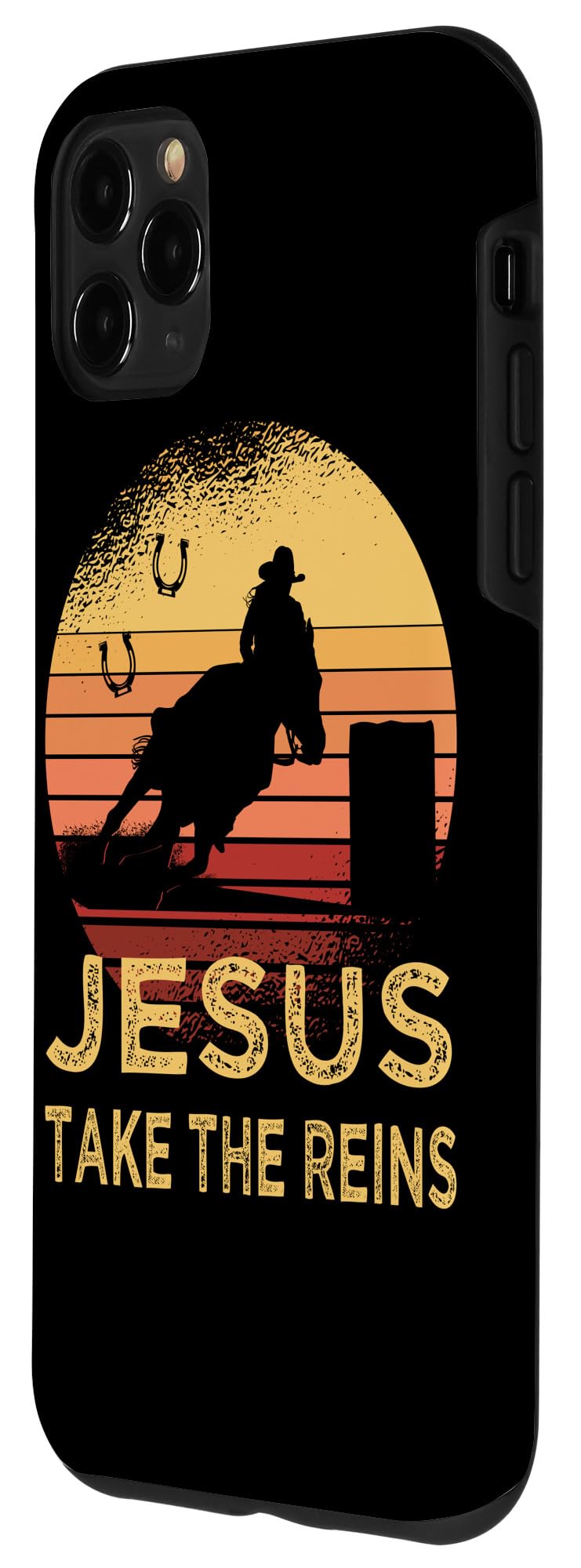 Iphone 11 Pro Max Vintage Retro Horse Barrel Racing Jesus Take The Reins Rodeo Case