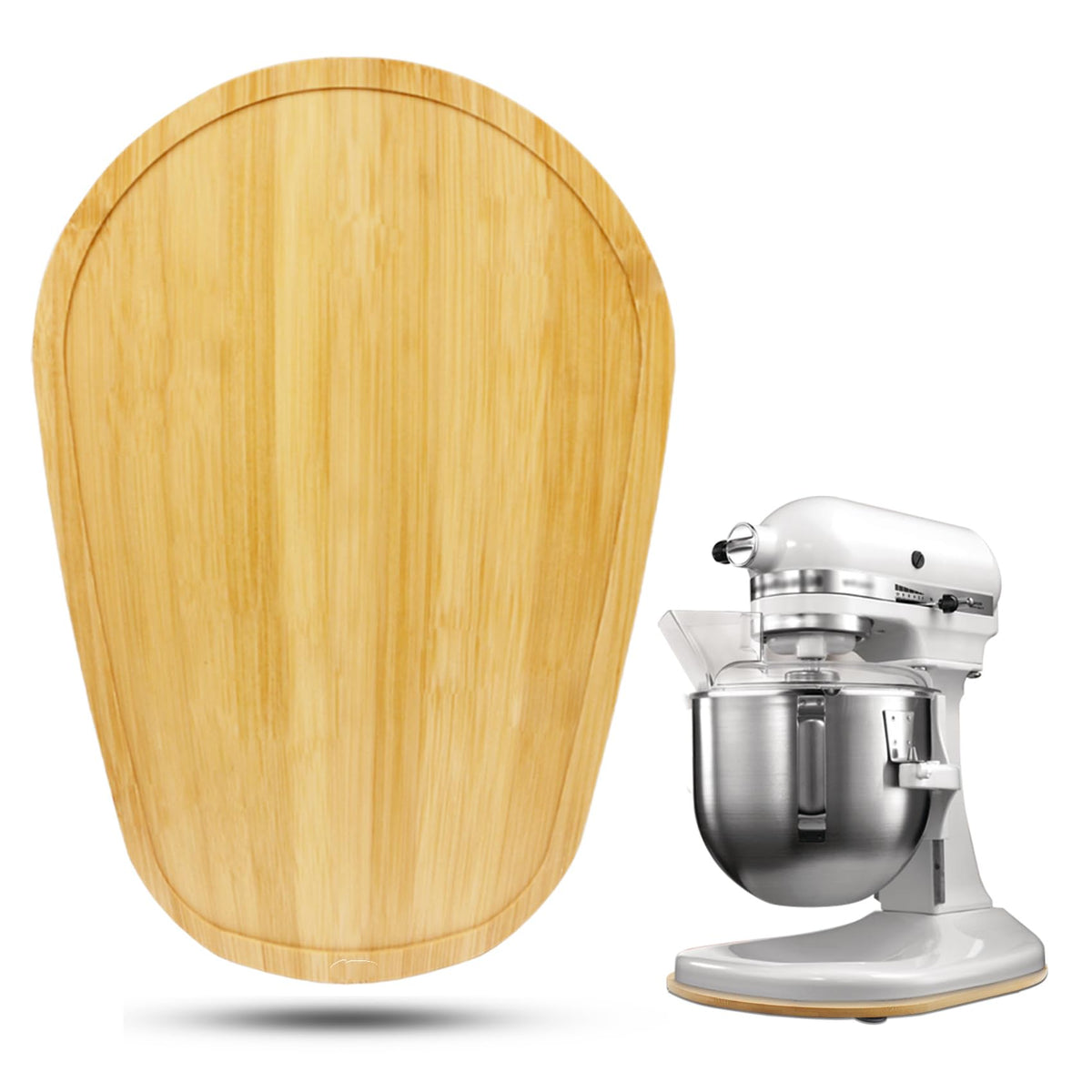 Bamboo Mixer Slider Compatible With Kitchen Aid Bowl Lift 5 8 Qt Stand Mixer   Kitchen Countertop Storage Mover Sliding Caddy Fo