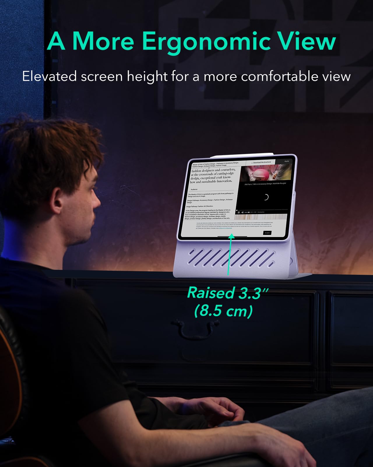 Esr For Ipad Air 13 Inch Case (2025/2024) M3/M2, Removable Magnetic Cover, Adjustable Portrait/Landscape Stand With Raised Screen View, 9 Standing Angles, Shift Series, Light Purple