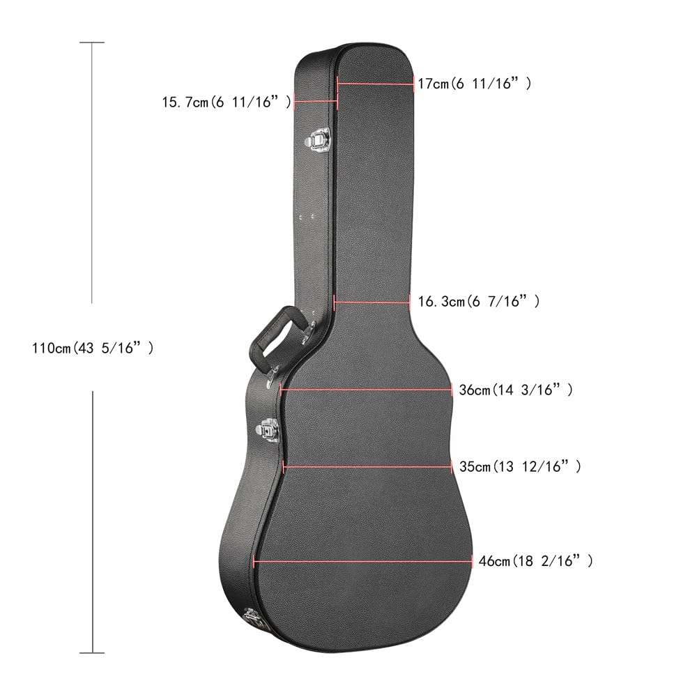 Zehuoge Hard Shell Guitar Cases - Wooden, Lockable, Black For 41  Guitar