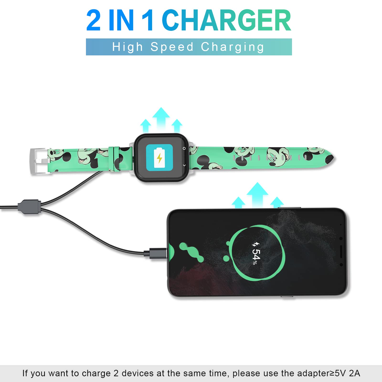2 In 1 Charger Compatible With Version Gizmo Watch 2/Care Smart Watch Charger Dock, Geordgy Portable Magnetic Charging Cord 3.93