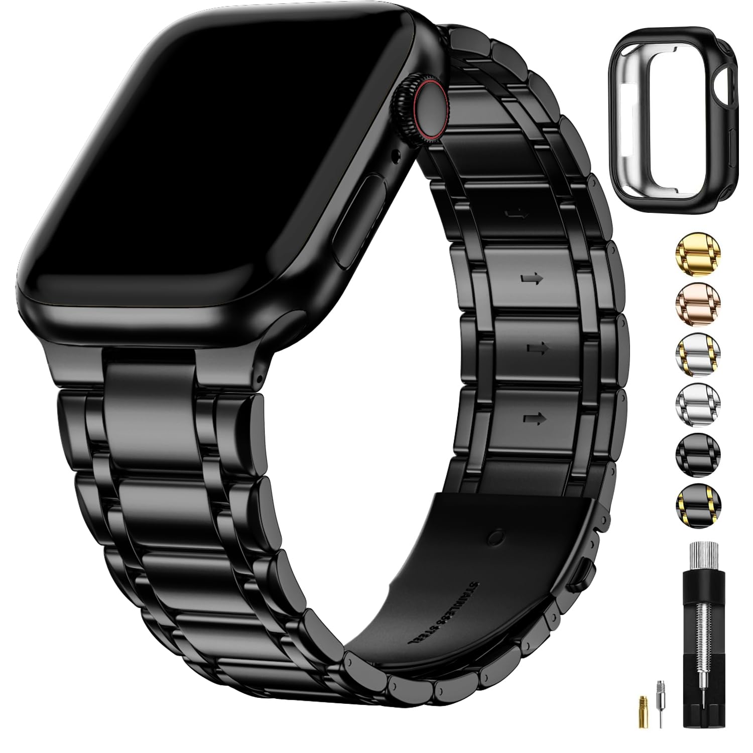 Fullmosa Bands Compatible Apple Watch 46Mm 45Mm 44Mm 42Mm 49Mm 41Mm 40Mm 38Mm, Stainless Steel Iwatch Band With Case For Apple W