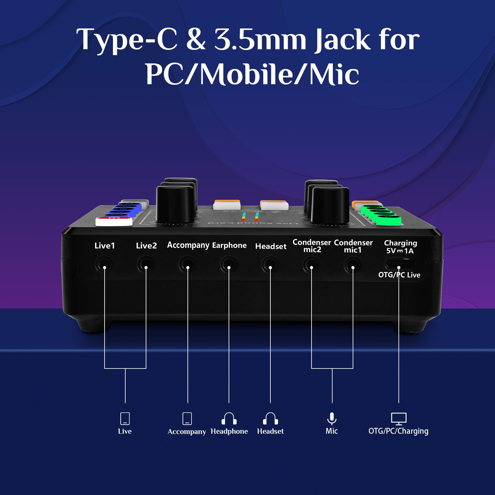 Koitmy Audio Mixer Potable Dj Sound Board Plug Play Voice Changer For Pc Phone Gaming Karaoke Studio Recording Podcast Live Stre