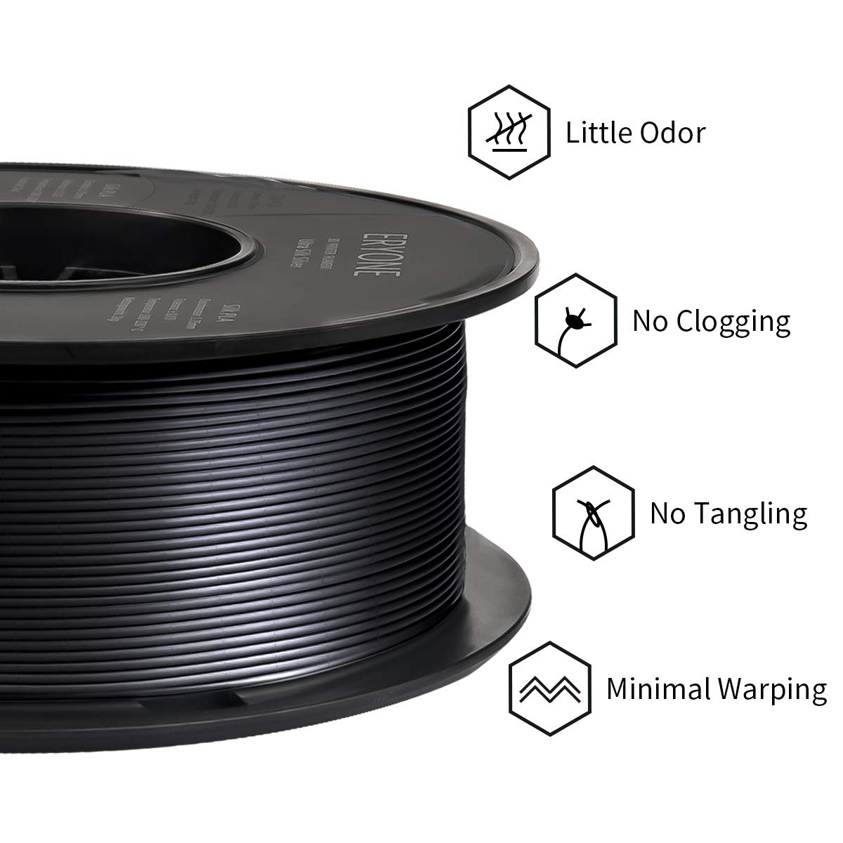 Eryone Ultra Silk Pla Filament For 3D Printer, 1.75Mm +/  0.03Mm, 1Kg (2.2Lbs)/Spool, Ultra Silk Black