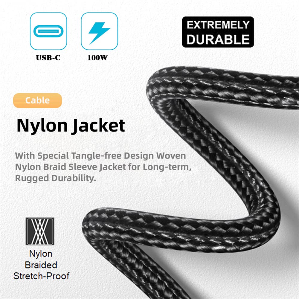 Cablecc 10Gbps 100W Reversible Data Type-C Usb-C Male To Male Usb3.1 Cable Low Profile Angled 90 Degree For Laptop Phone 300Cm