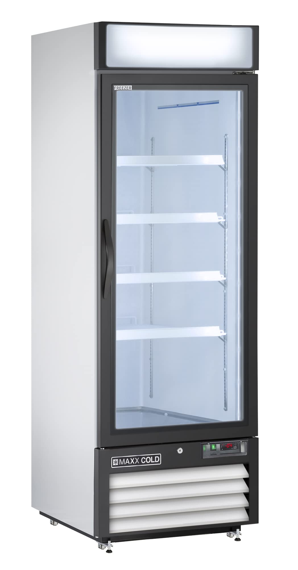 Maxx Cold MXM1-23FHC, Glass Door Merchandiser Freezer, Free Standing with 23 Cu. Ft. Storage
