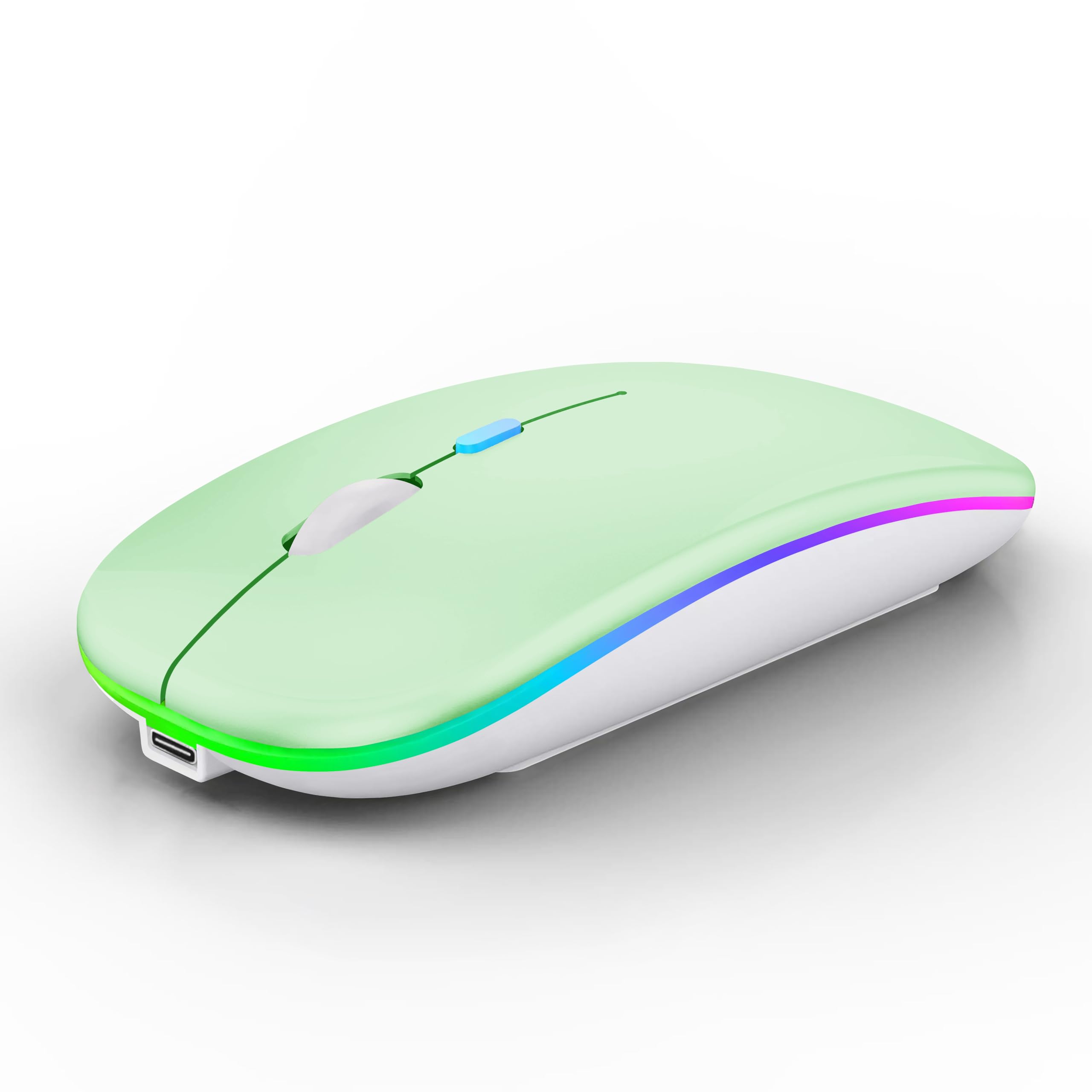 WREANU Wireless Bluetooth Mouse Rechargeable Laptop Mice with LED Lights Silent Slim Use(BT5.2 and 2.4G Portable USB) Dual Mode 