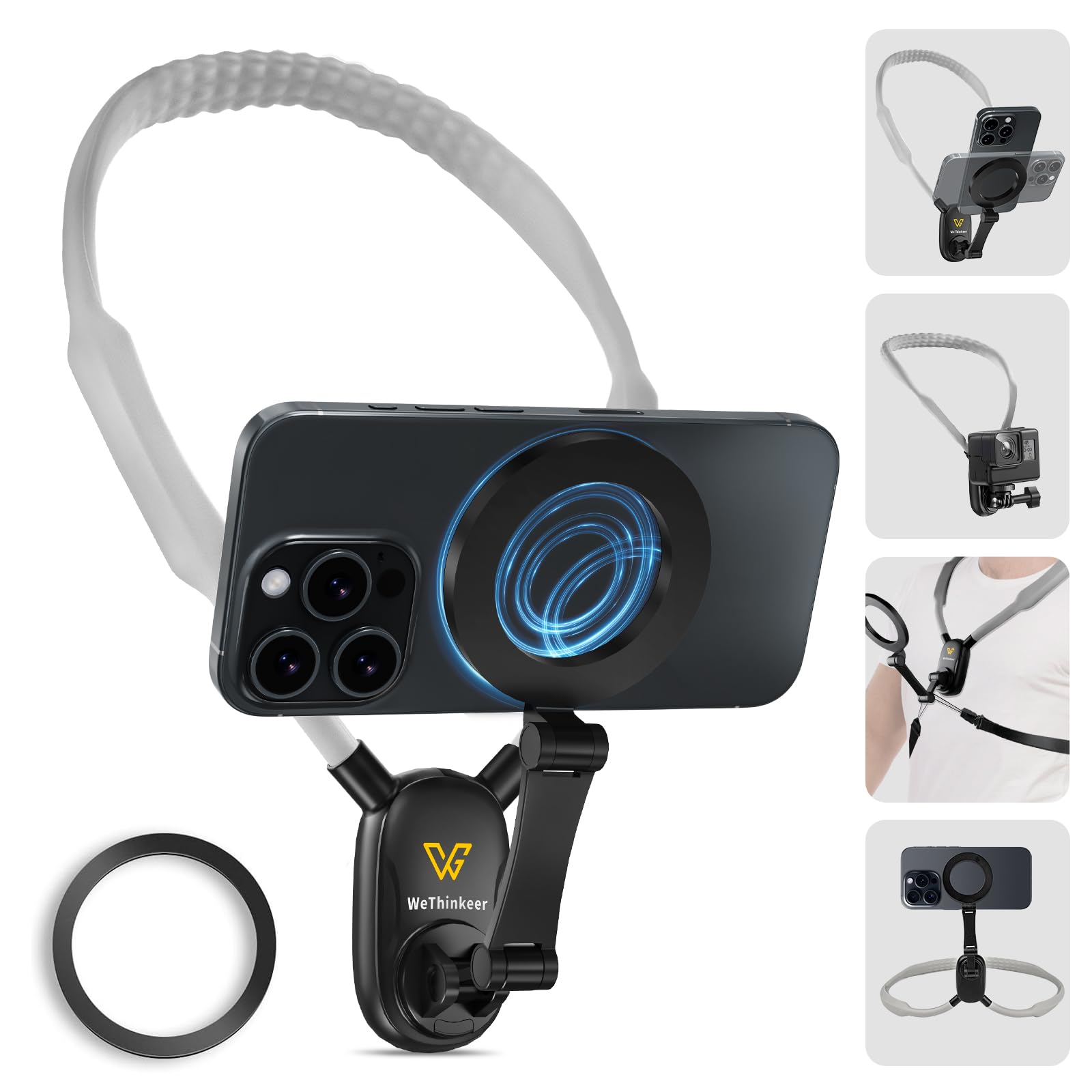 700Mm Extended Neck Phone Holder, Hands-Free Magnetic Mount For Vlogging & Pov, Longer Than 600Mm For Comfort & Wider Angles, Fi