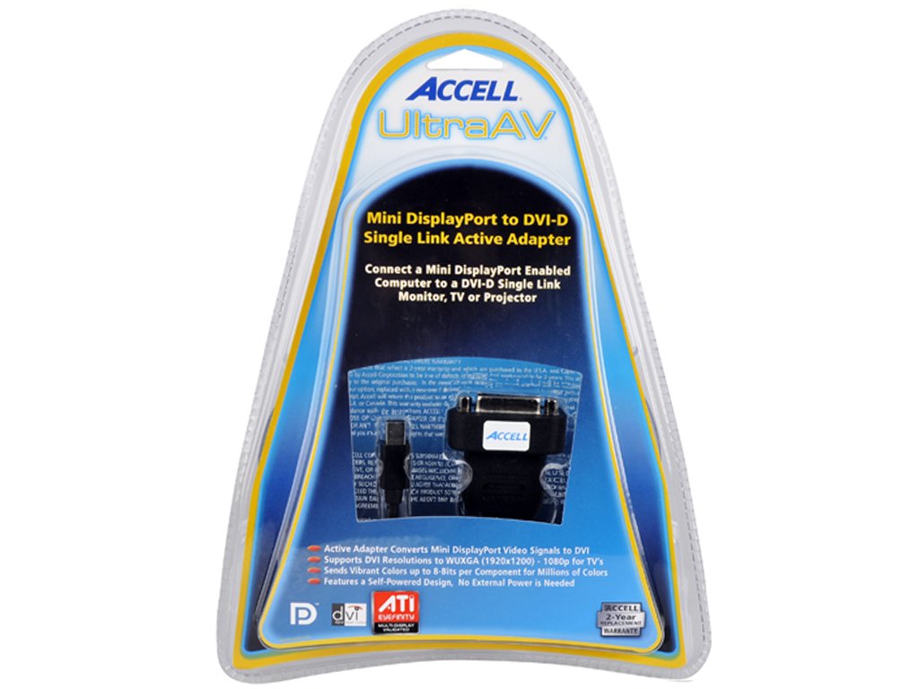 Accell Mdp To Dvi Adapter   Mini Displayport To Dvi D Single Link Active Adapter   Amd Eyefinity Certified, 1920X1200 (Wuxga)