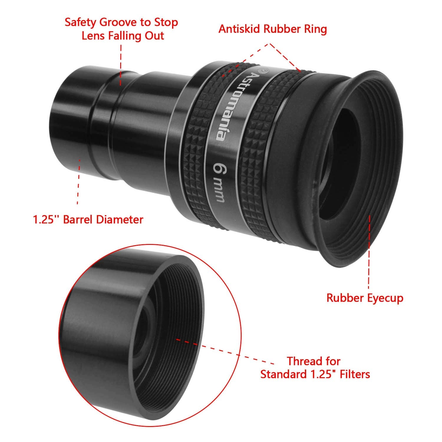 Astromania 1.25'' 6Mm 58 Degree Planetary Eyepiece For Telescope