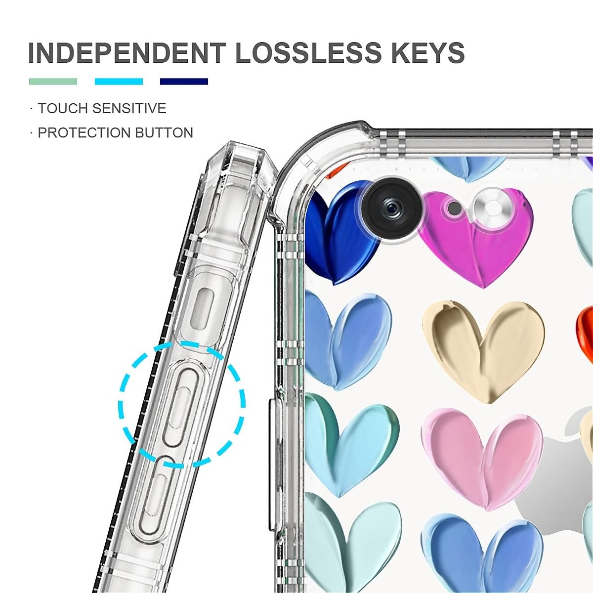 Tamefox Case Compatible With Clear Iphone 15 Plus,Oil Painted Heart Slim-Fit Shock-Resistant Raised Bezel Camera Protection Desi