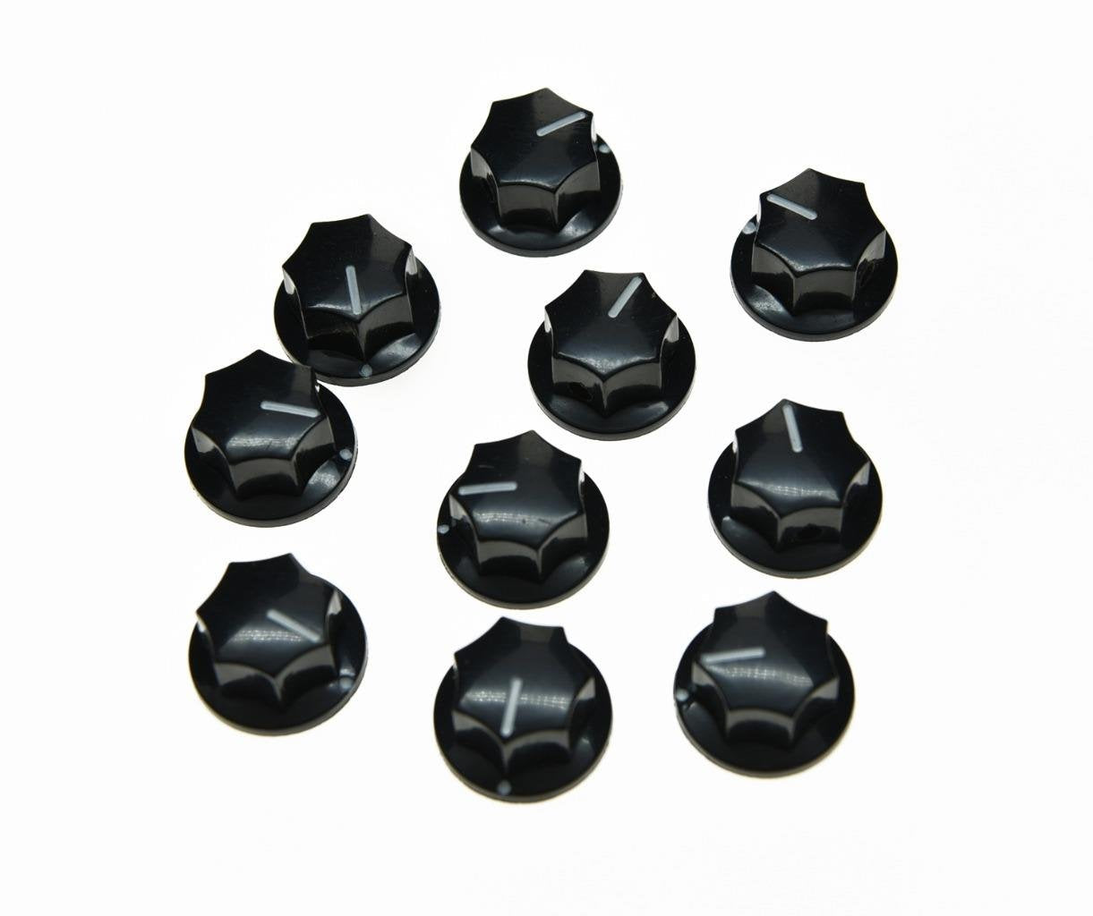 Kaish 10Pcs Black Mini Mxr Style Skirted Amp Knob Brass Insert Effect Pedal Knobs