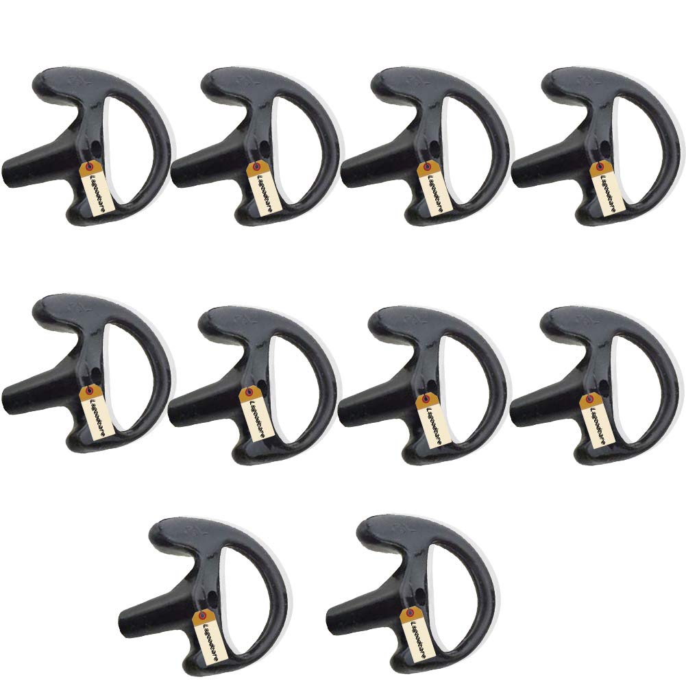 Lsgoodcare 10Pcs Replacement Earmold Earbud Left Ear Piece Compatible For Motorola Kenwood Midland Two Way Radio Acoustic Coil Tube Earpiece   Silicone Walkie Talkie Earmould Ear Buds Black Small