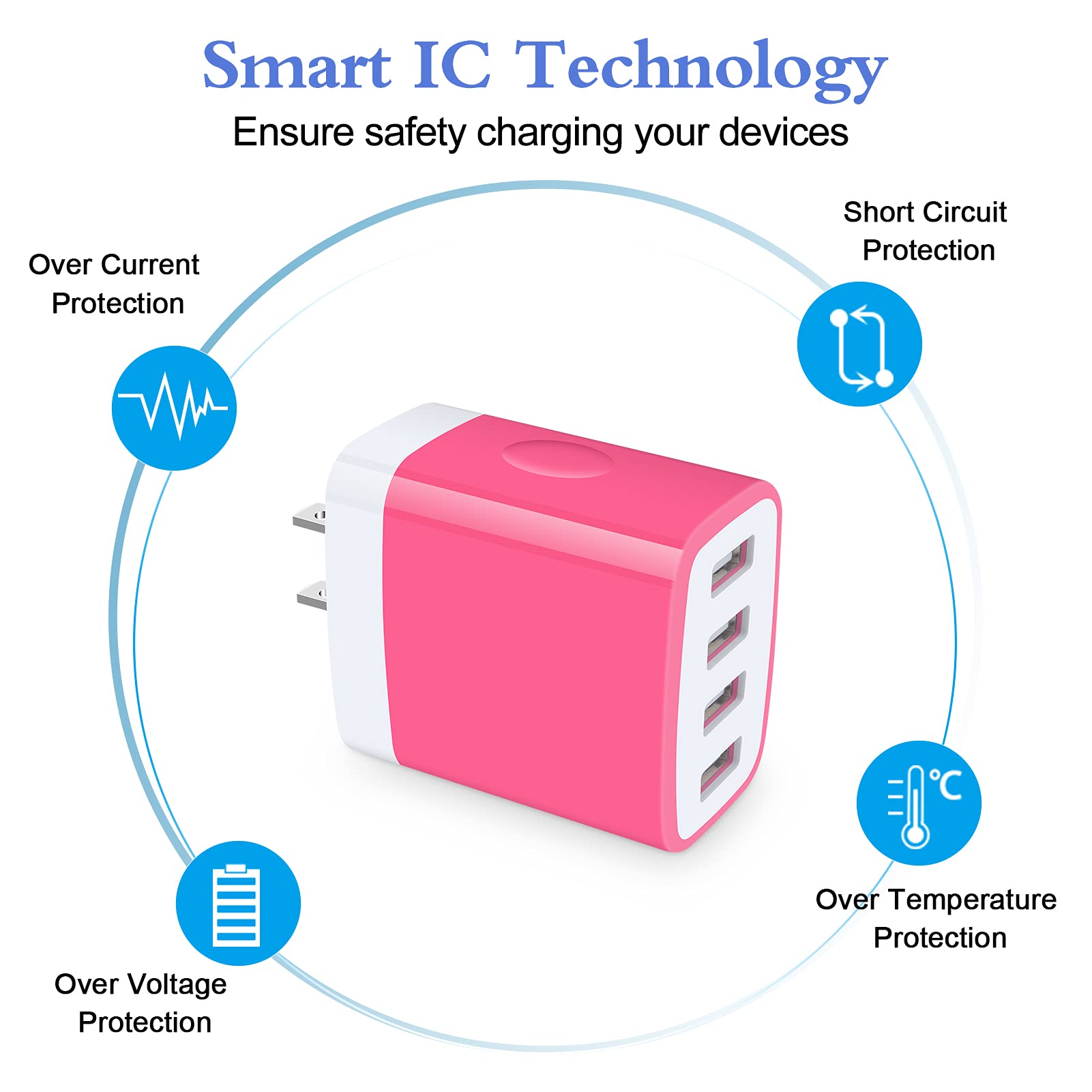 Charging Block, Usb Plug, Hootek 4.8A 4 Muti Port Usb Wall Charger Brick Charging Cube Box For Iphone 15/14/13 Pro Max/12/11/Xs/Xr/X/8/Plus,Ipad,Samsung S22/S21/S20/Ultra/Plus/S10E/S9/Note20 Ultra 5G