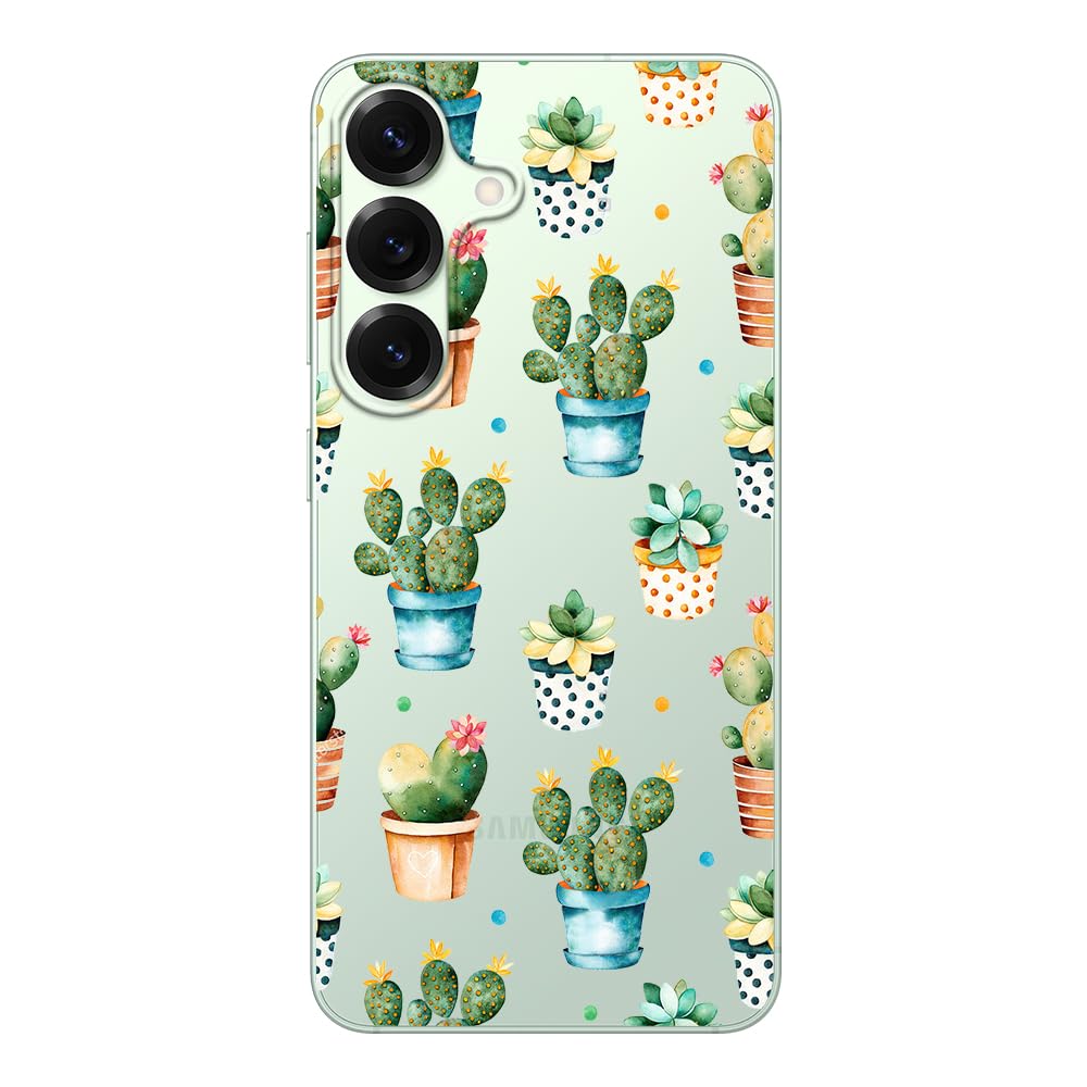 Blingy'S For Samsung Galaxy S25 Case, Cute Cactus Design Fun Succulents Style Transparent Soft Tpu Protective Clear Case 6.2 Inc