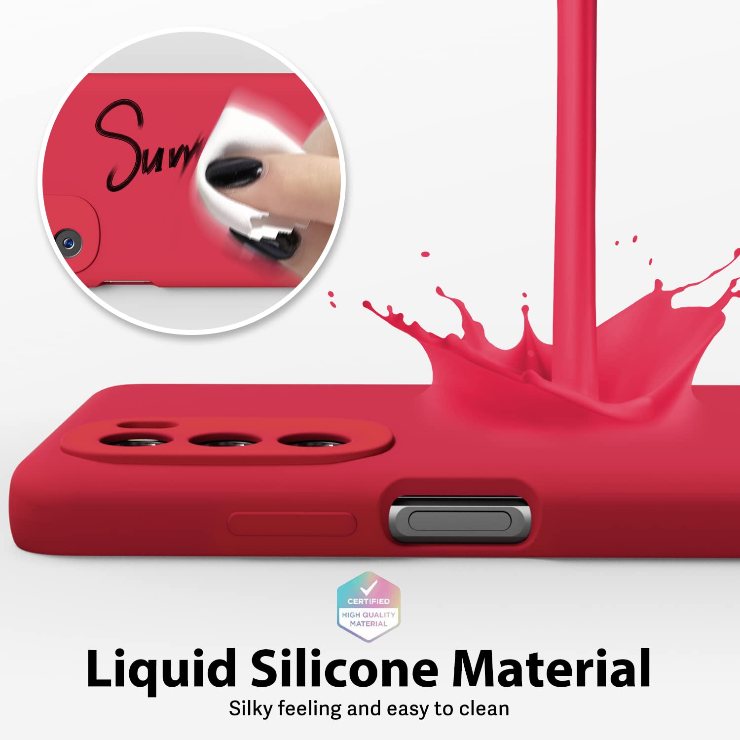 oakxco Liquid Silicone Phone Case for Motorola Moto G Stylus 5G 2022, Matte Red, Soft TPU, Slim Protective Cover for Women