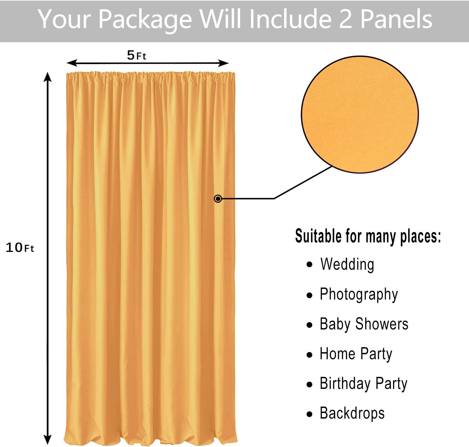 Hiasan Orange Yellow Backdrop Curtains For Parties, Polyester Photography Backdrop Drapes For Family Gatherings, Wedding Decorat
