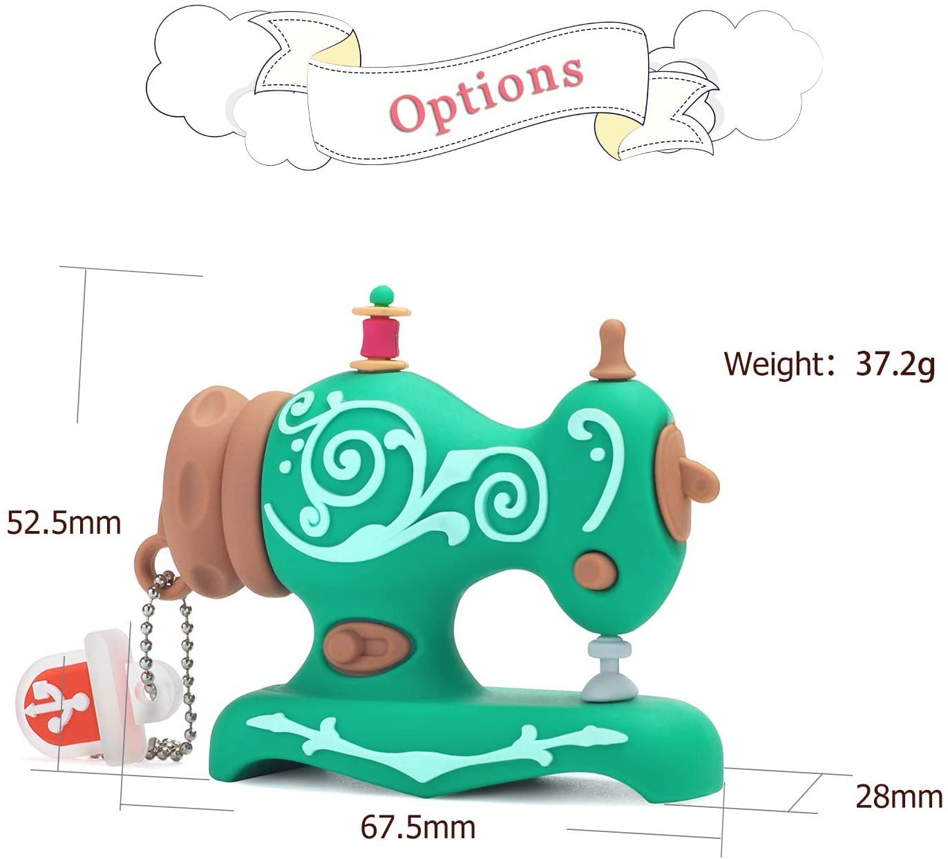 Cute Usb Flash Drive 64Gb, Leizhan Embroidery Sewing Machine Shape Memory Stick Thumb Drive Data Storage Pendrive Jump Drive Usb Stick, Green