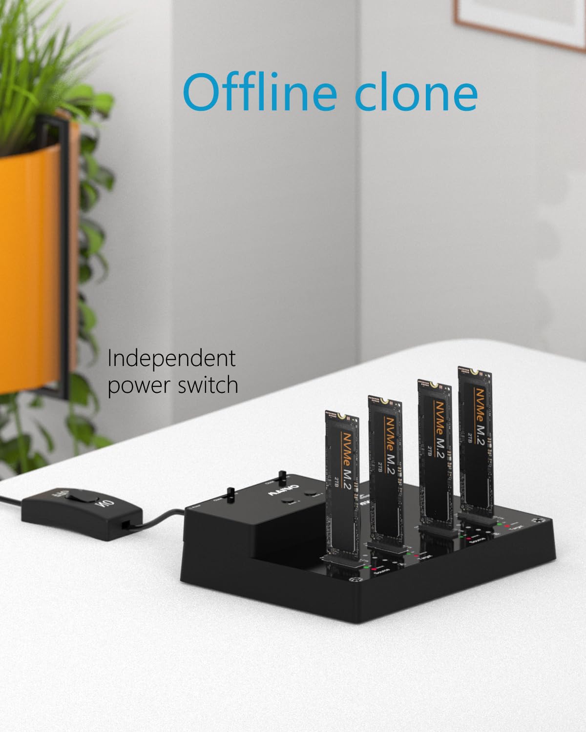 Maiwo 4 Bay M.2 Nvme Docking Station, Tool Free Type  C To Nvme Ssd Enclosure, Support Offline Clone Duplicator And System Disk Clone Function (K3015P2)