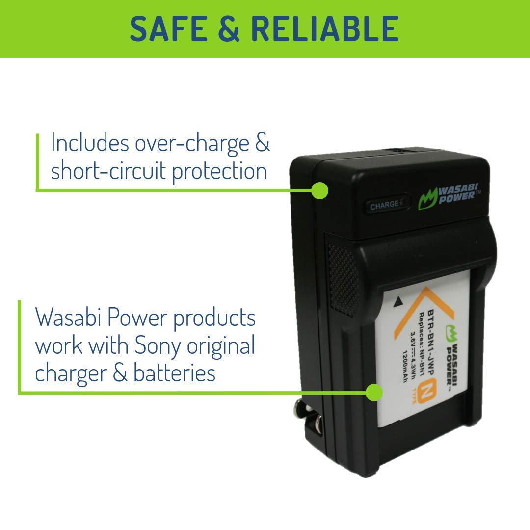 Wasabi Power Battery (2 Pack) And Charger For Sony Np Bn1 And Sony Cyber Shot Dsc Qx10, Dsc Qx100, Dsc T99, Dsc T110, Dsc Tf1, D