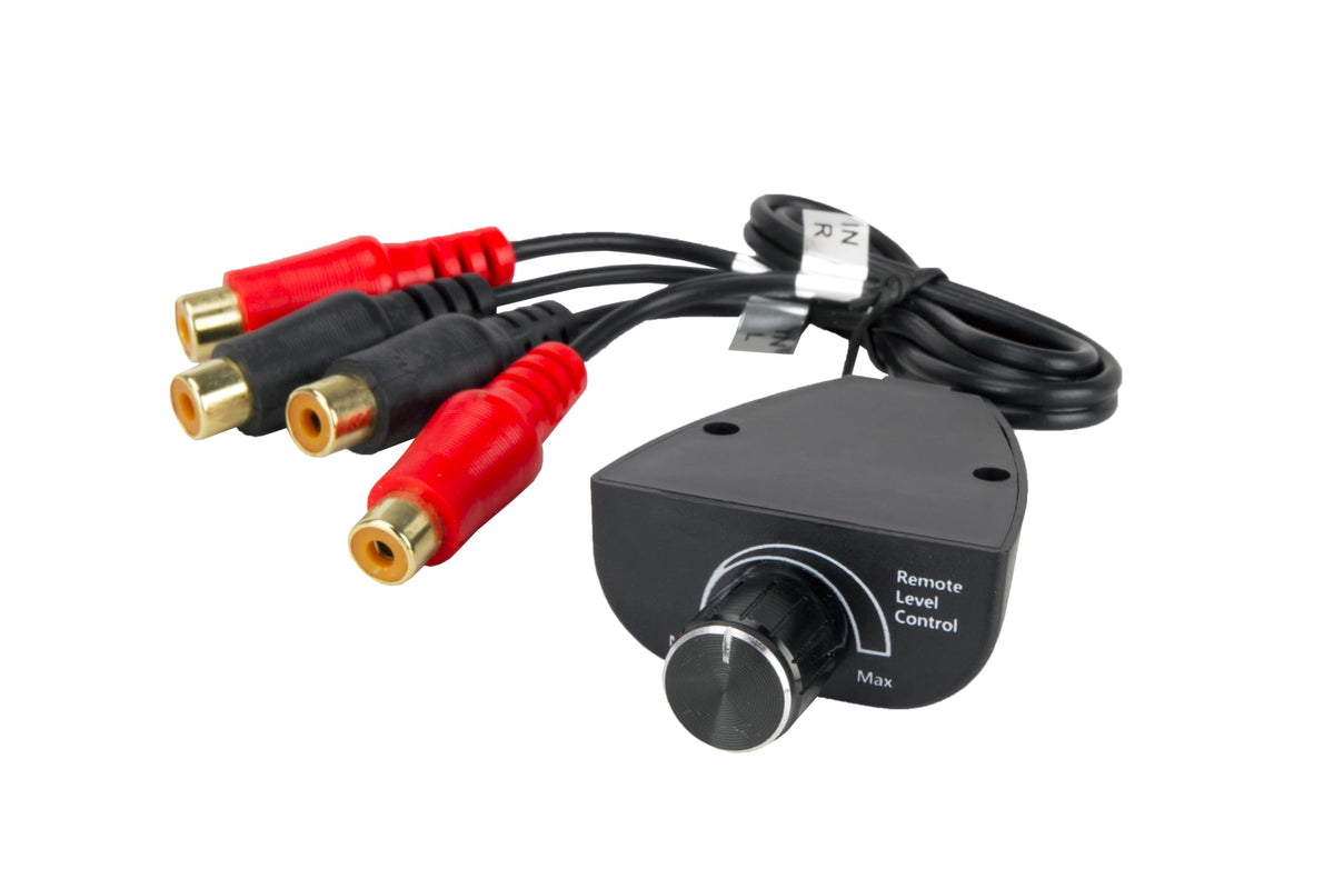 Scosche Universal RCA Bass Boost Controller Knob for Car Audio Amplifier Subwoofer - Car Speaker Amp Remote Volume Control - Gain Level Controller