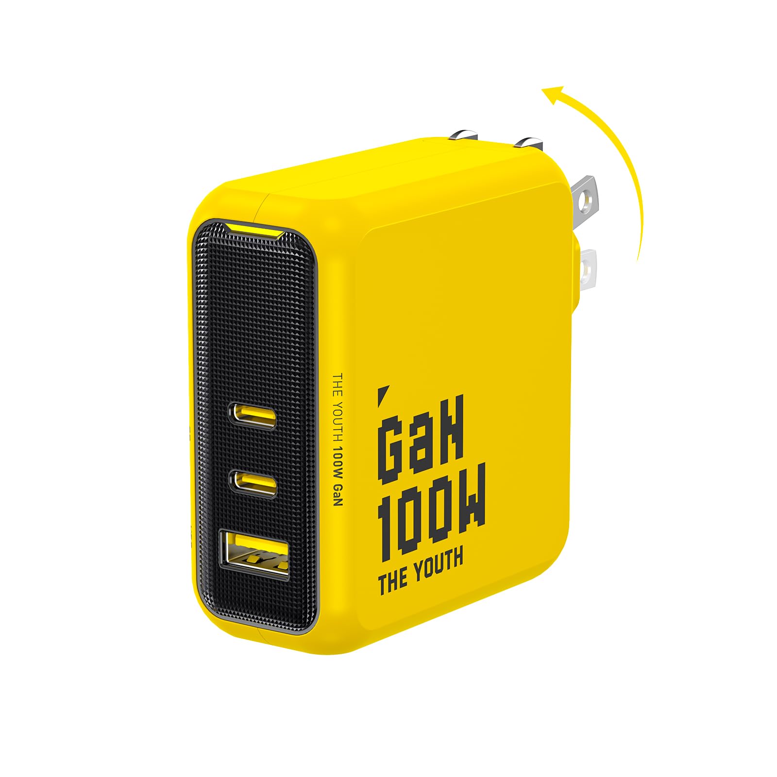 AOHI Youth 100W GaN USB C Wall Charger, 3Port Laptop Fast Charger Type C Power Adapter PPS PD for MacBook Pro/Air, iPad Pro, iP