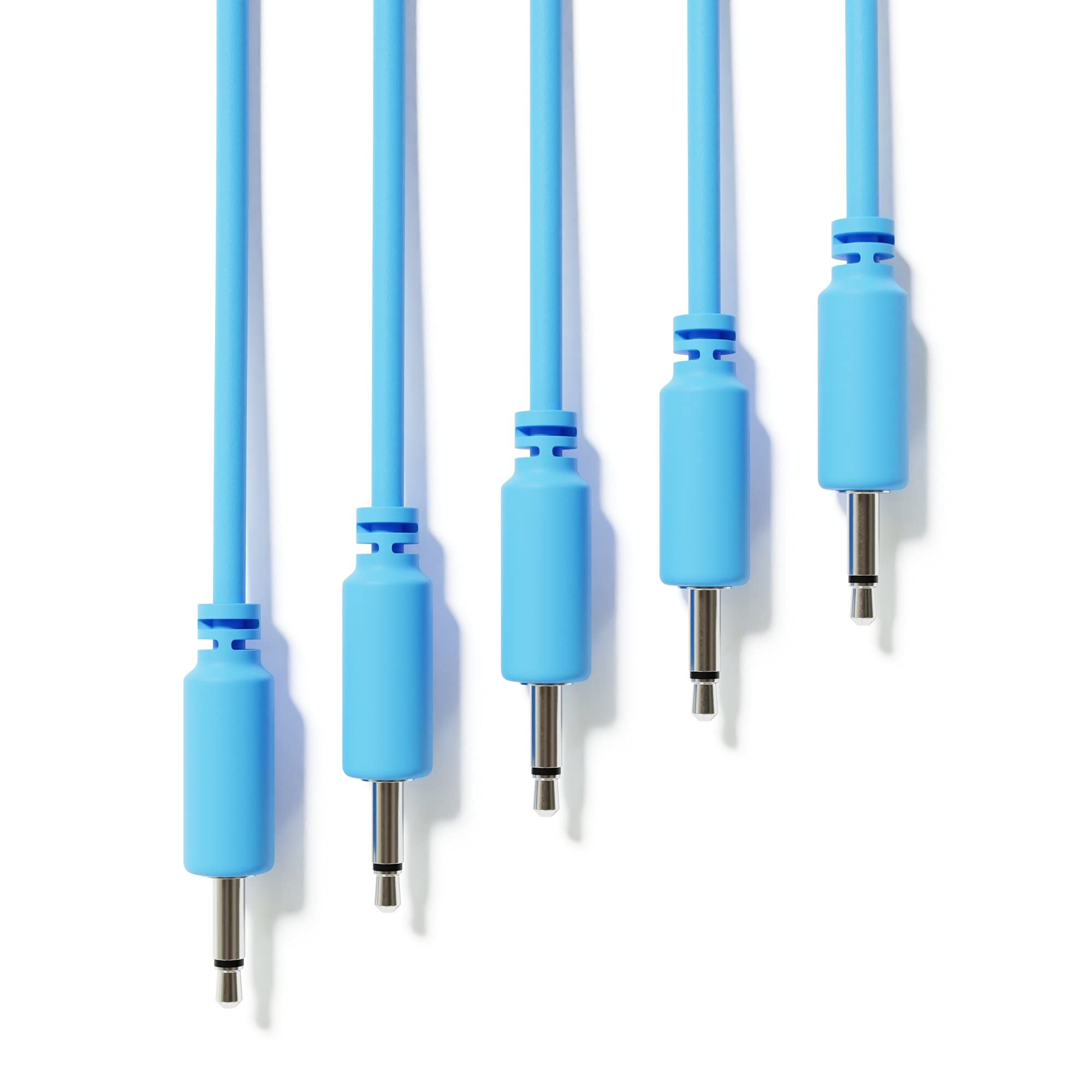ExcelValley - 5-Pack - Mono Modular Patch Cables - TS 3.5mm 1/8 Eurorack Synthesizer [Blue | 45 cm - 17.72]