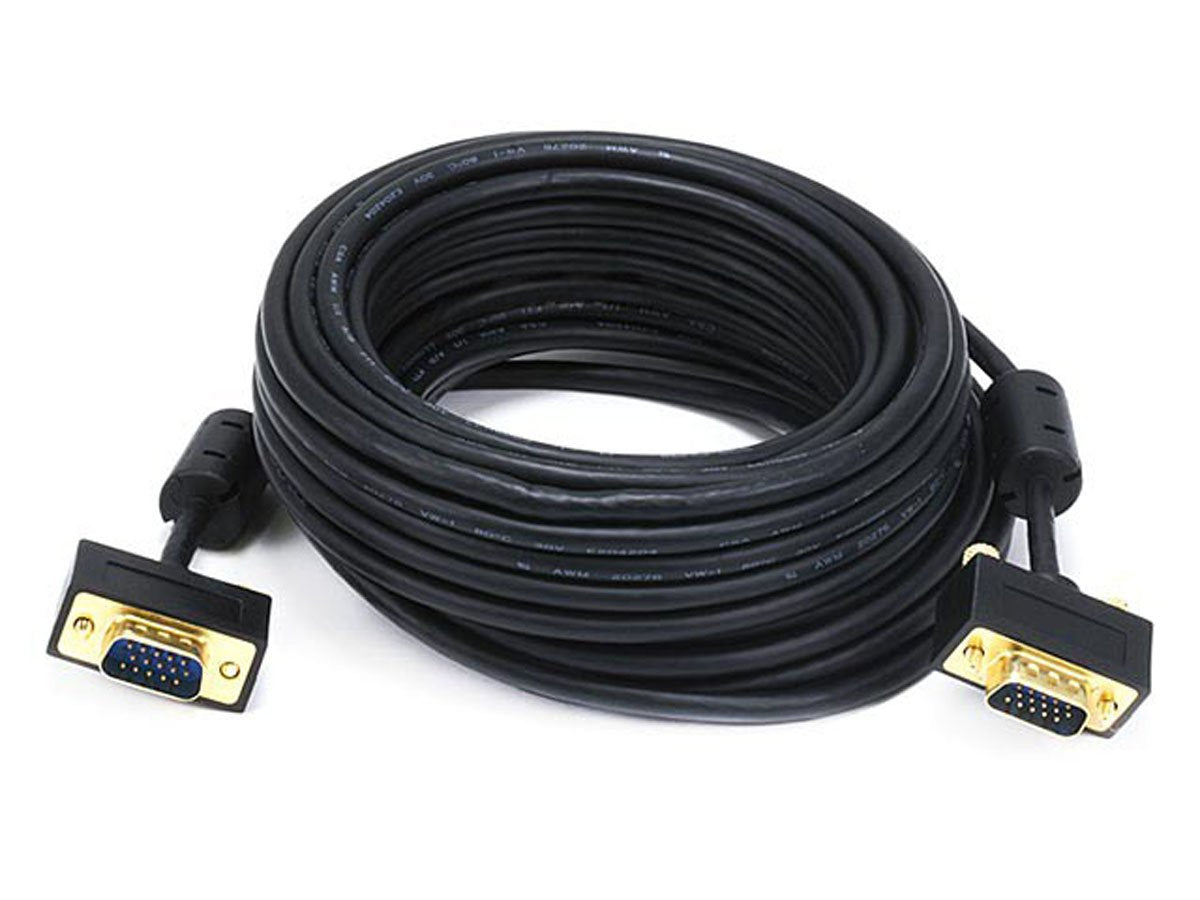 Monoprice Ultra Slim Svga Super Vga Male To Male Monitor Cable   35 Feet With Ferrites | 30/32Awg, Gold Plated Connector