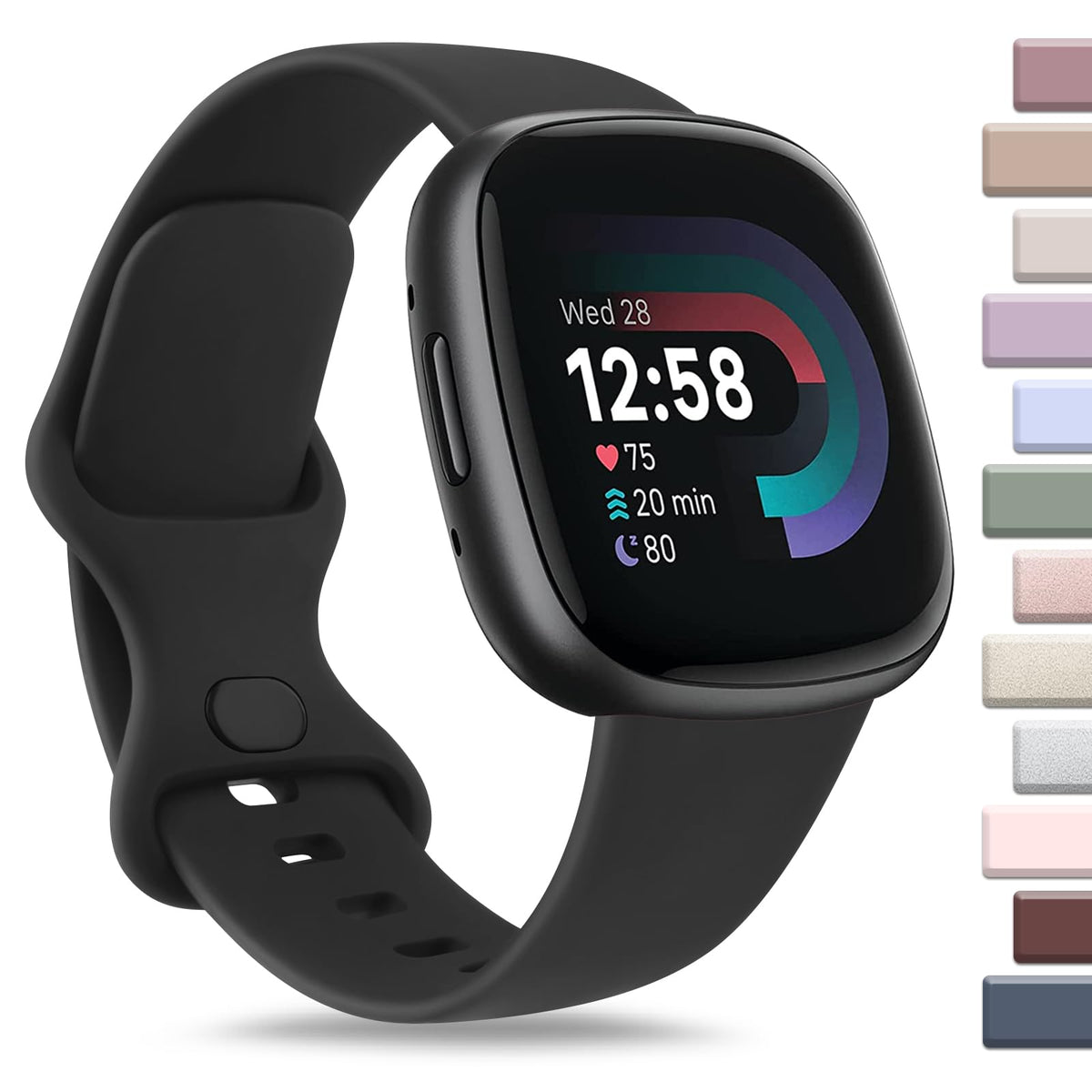 Ak Sport Band Compatible With Fitbit Sense 2 / Sense Bands/ Fitbit Versa 4 / Versa 3 Bands Women Men, Classic Soft Silicone Stra