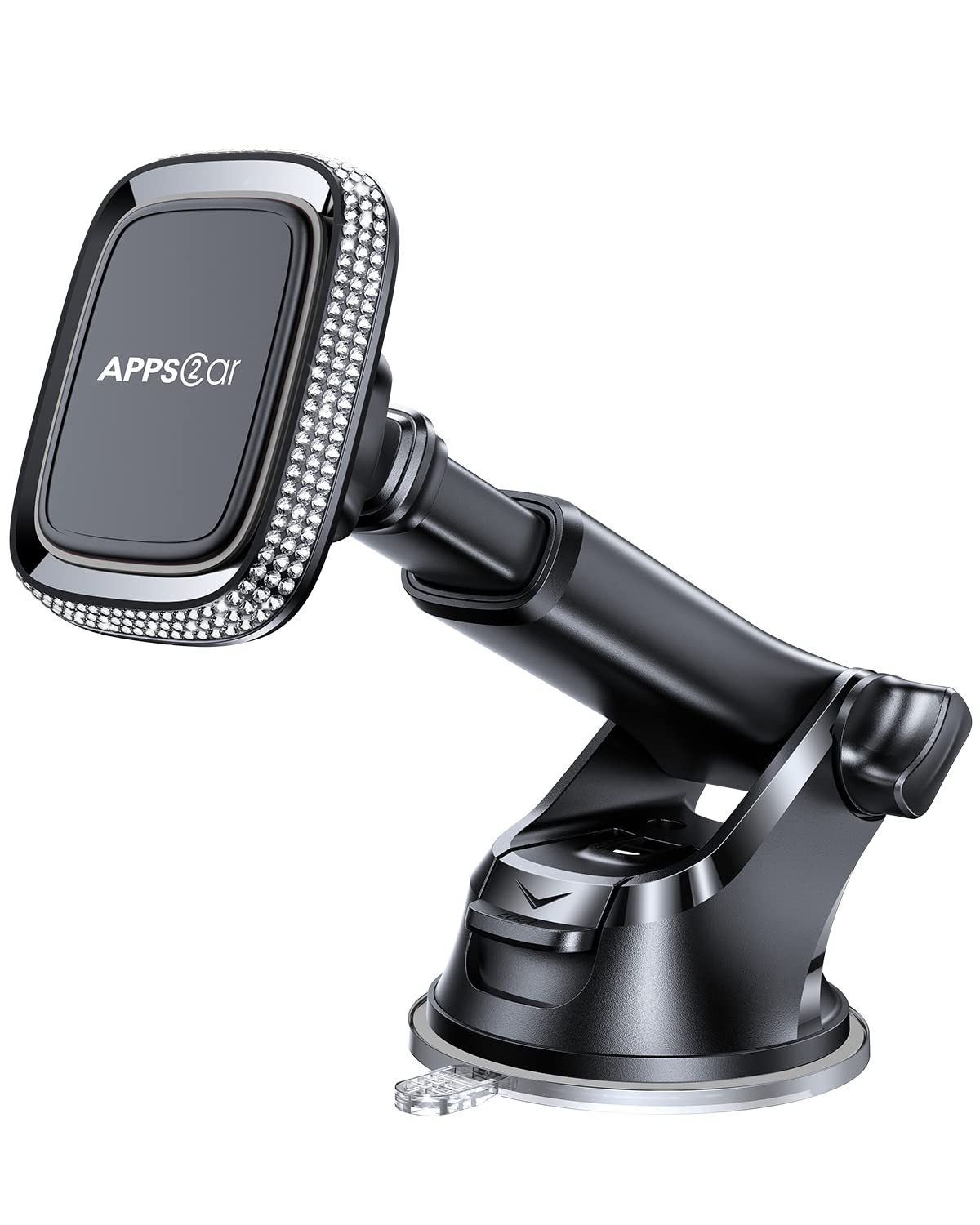 Apps2Car Magnetic Phone Holder For Car, Bling Dashboard/Windshield Sturdy Suction Cup Phone Holder, Crystal Magnetic Phone Mount