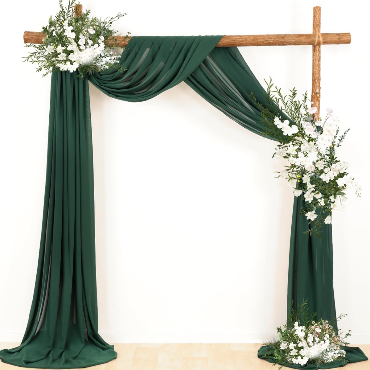 Linxtar 1 Panel Emerald Green Wedding Arch Drapery 6 Yards Long And 30'' Wide Sheer Chiffon Wedding Arch Draping Fabric For Part