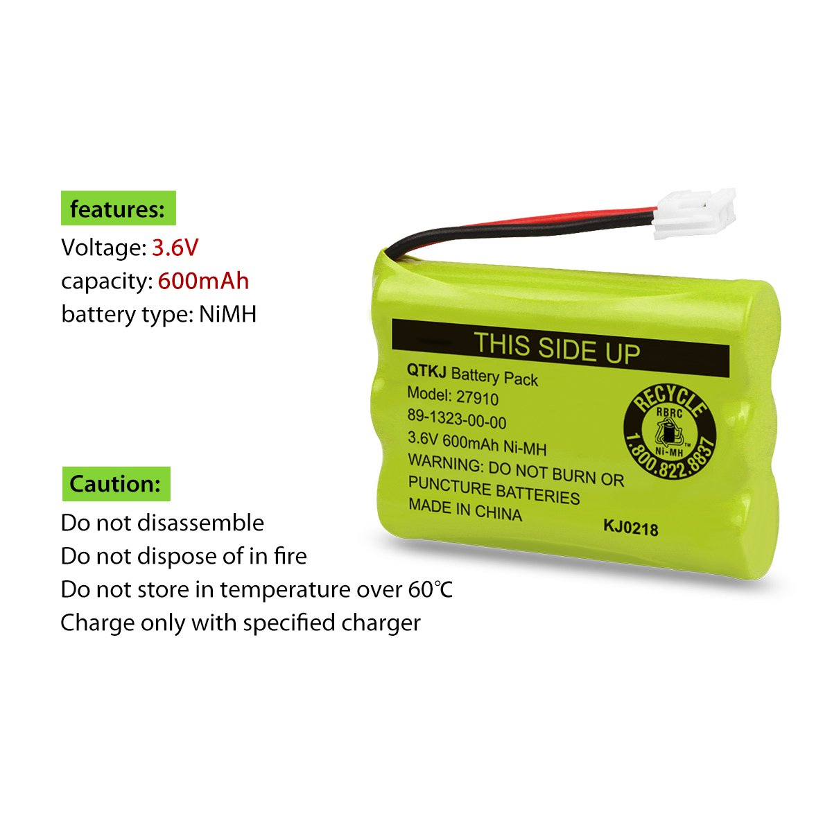 Qtkj Cordless Phone Battery For Motorola Sd-7501 Md7161 At&T 27910 89-1323-00-00 E1112 E2801 Tl72108 Vtech I6725 Radioshack 23-9