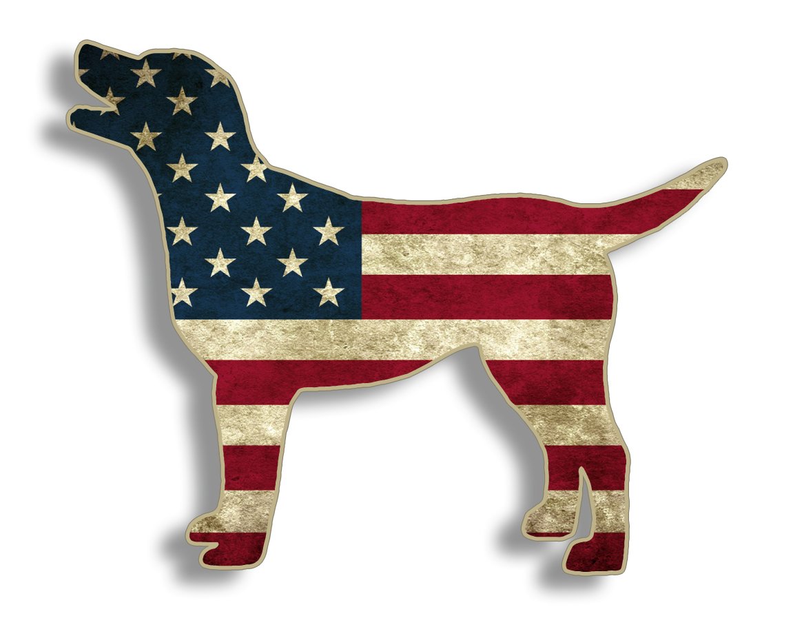 Lab Dog Bumper Sticker Decal 4' Custom Printed Rustic Usa American Flag Pattern Color Design For Car Truck Vehicle Laptop Labrador