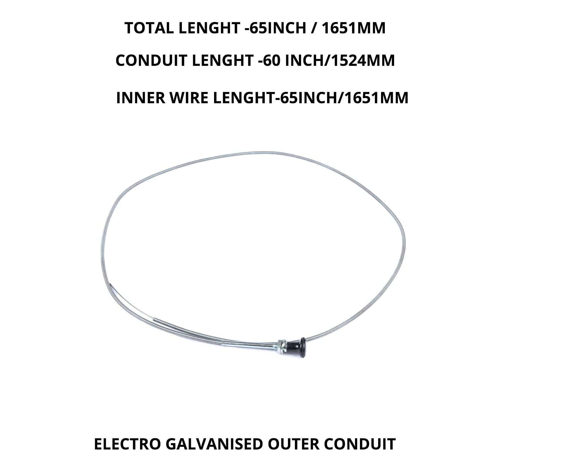 Virtionz 237 Rotary Universal Push Pull Choke Cable 63'' Inner 60'' Conduit (2 3/4'' Travel) Heavy Duty Outer Shealth Silver