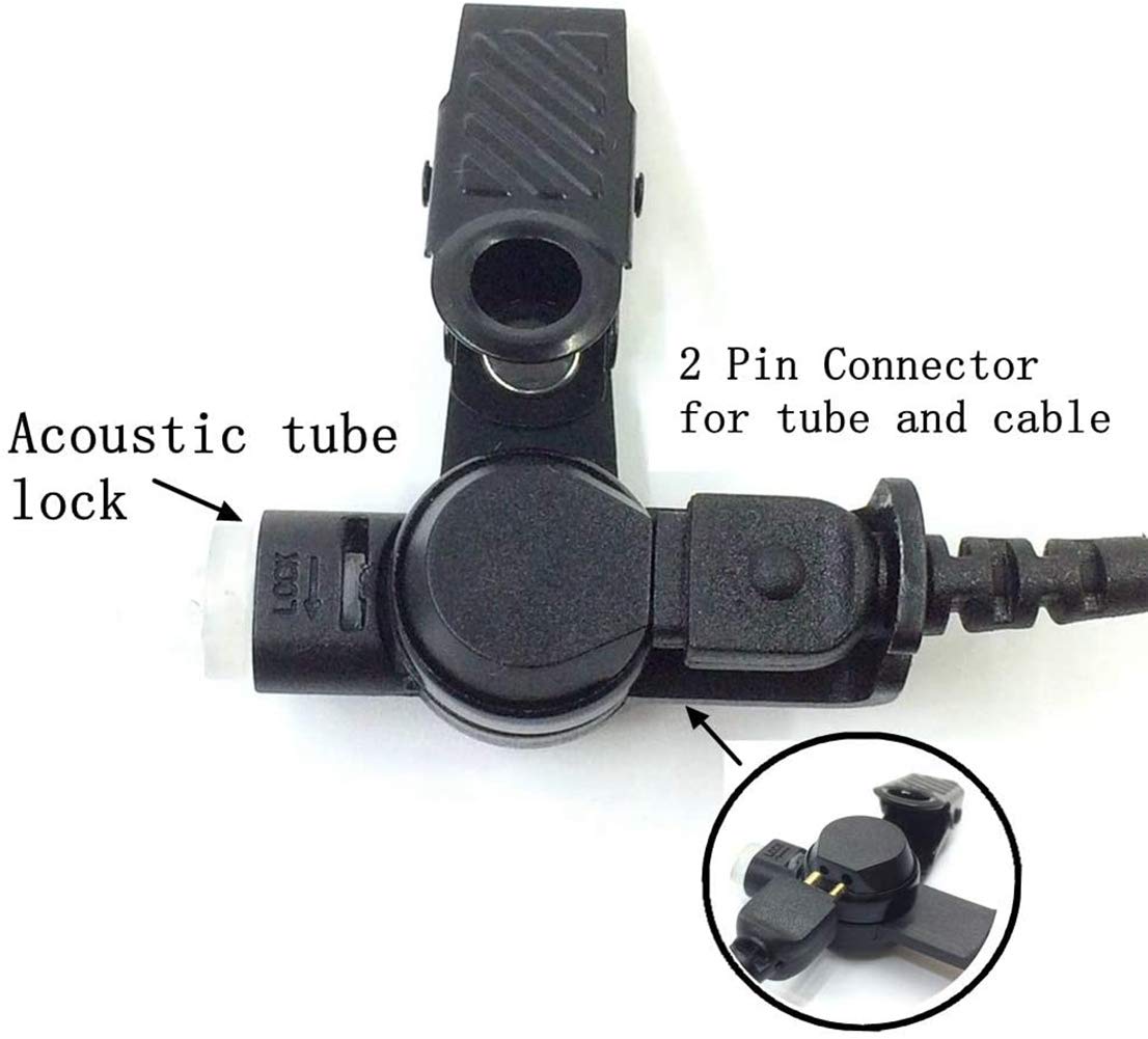 Headset For Motorola Walkie Talkies With Mic 2 Pin Acoustic Tube Earpieces And Ppt For Cp200 Gp2000 Cls1410 Cls1450 Cls1100 (2Packs)