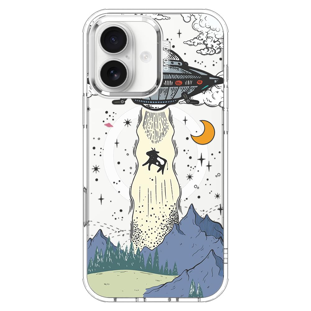 MOSNOVO for iPhone 17 Case | Compatible with Magsafe | Military Grade 6.6ft Drop Tested | Camera Control | Clear with UFO Design