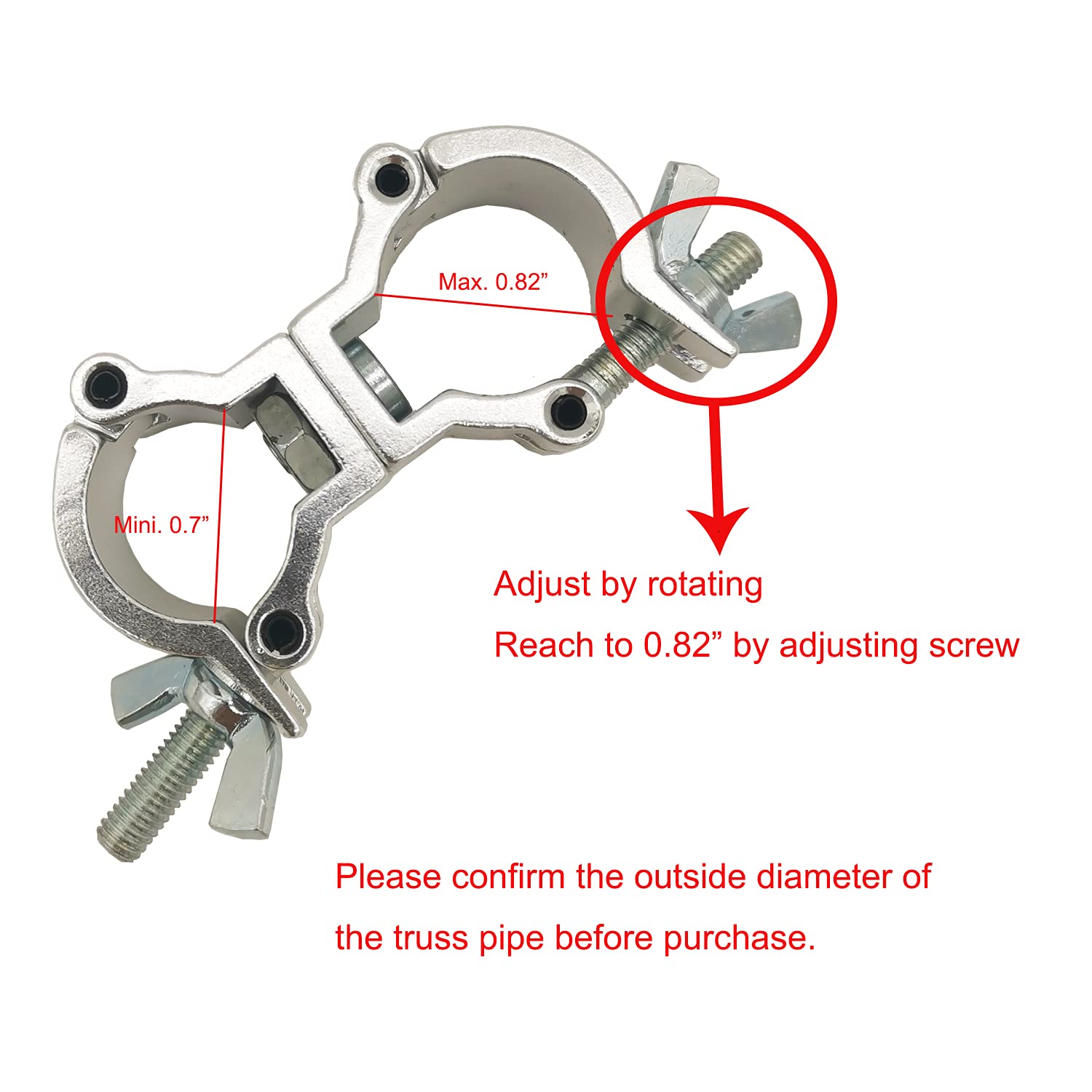 Mini Swivel Coupler Clamp 0.7 0.82 Inch Heavy Duty Aluminum Alloy 22 Lbs Clamps For 18 21Mm O Pipe Dj Lighting Truss 2 Pack