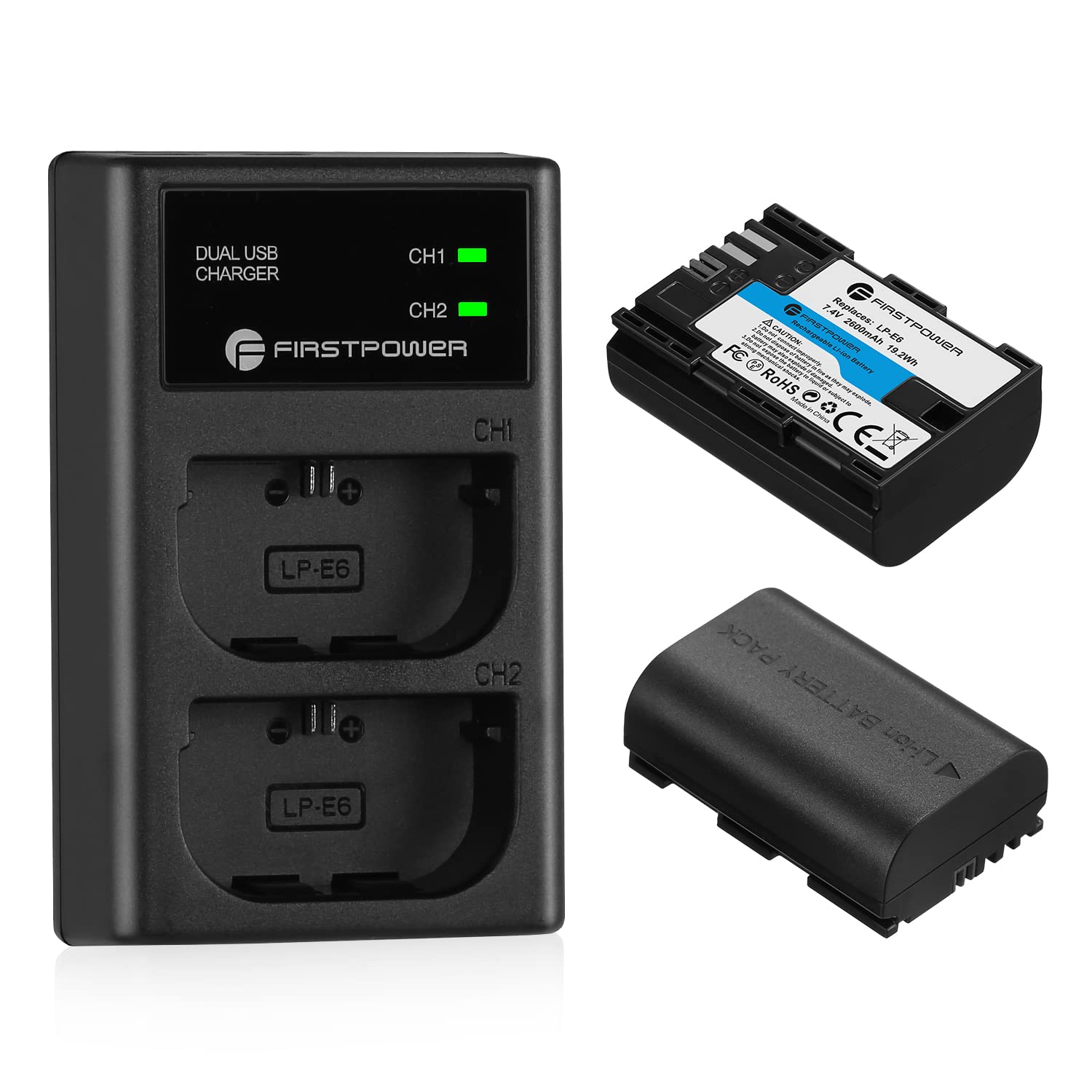 Firstpower Lp E6 Lp E6N Batteries And Dual Usb Charger Compatible With Canon Eos 5D Mark Ii Iii Iv, 5Ds, 5Ds R, 6D, 6D Mark Ii,