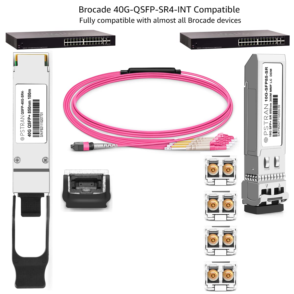 Opstran 40Gbase Sr4 Qsfp+ Optical Transceiver Module Compatible With Brocade 40G Qsfp Sr4 Int 40G Qsfp+ 850Nm 100M Ddm Mtp/Mpo 1