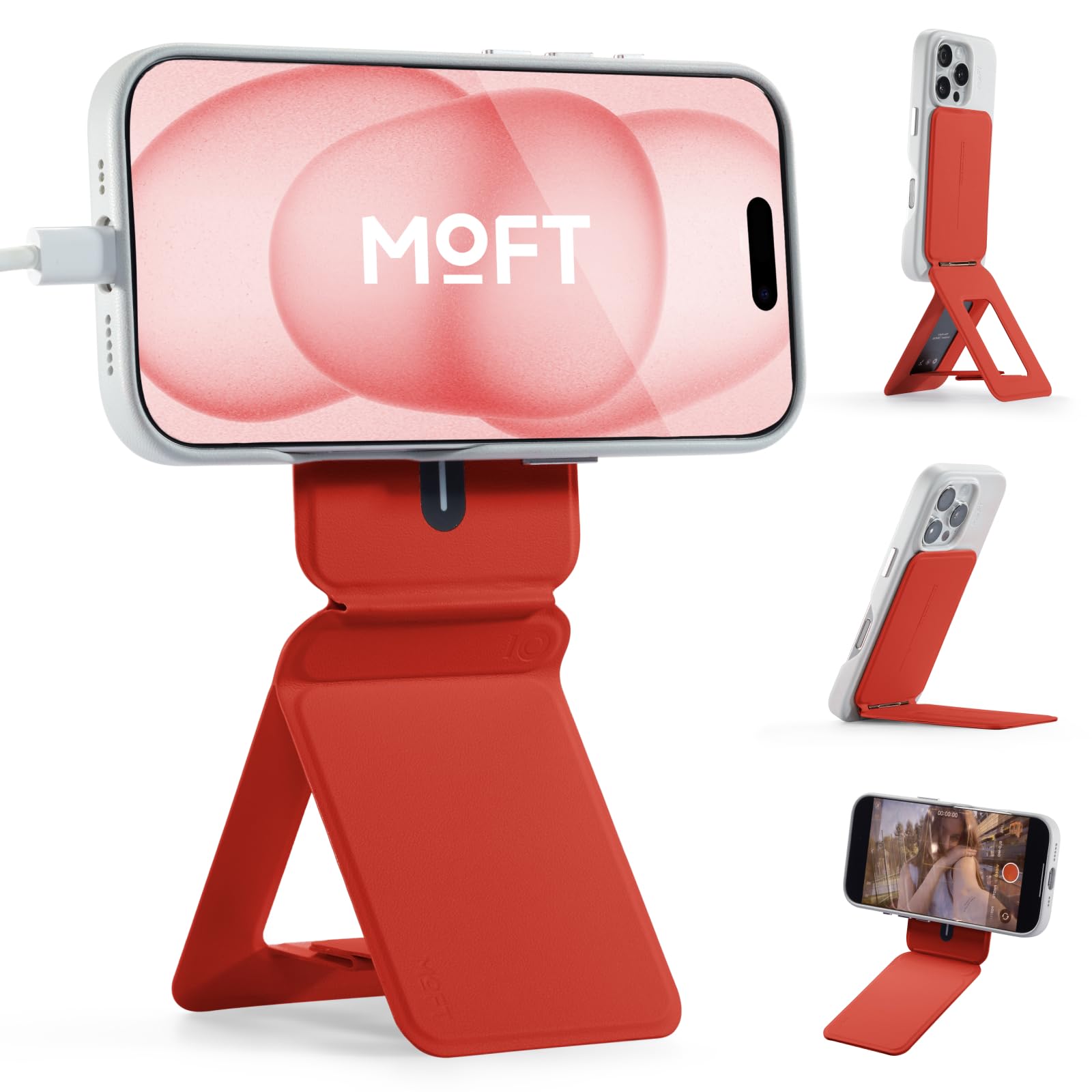 Moft Phone Tripod Stand Compatible With Iphone 16/15/14/13/12 Series, Angle Adjustment & Strong Magnets Movas Vegan Leather Invi