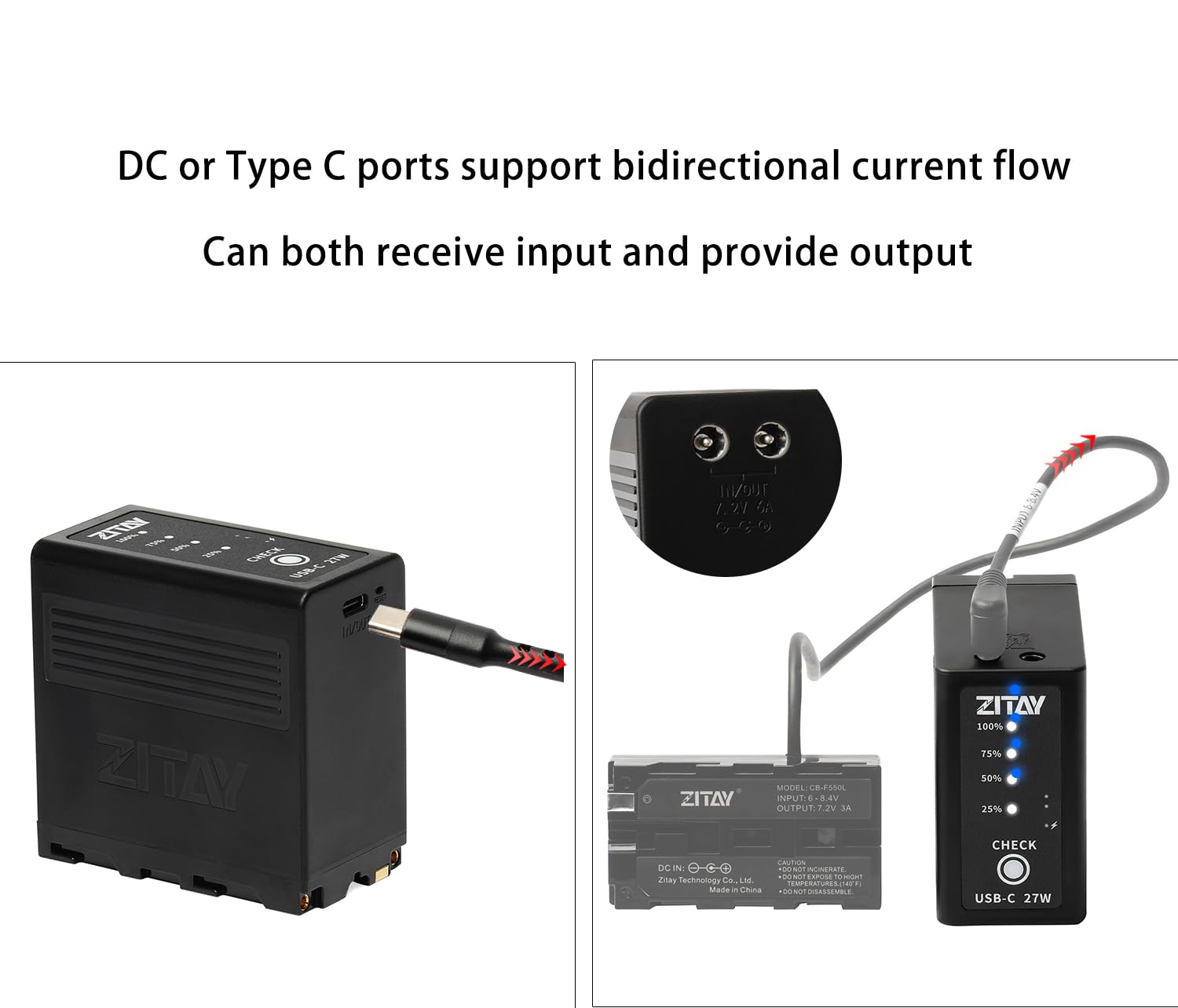 Zitay Np970 Rechargeable Battery With Dc And Usb C Ports Compatible With Sony Np F970 Np F930 Np F950 Np F960 Np F550 Np F530 Np