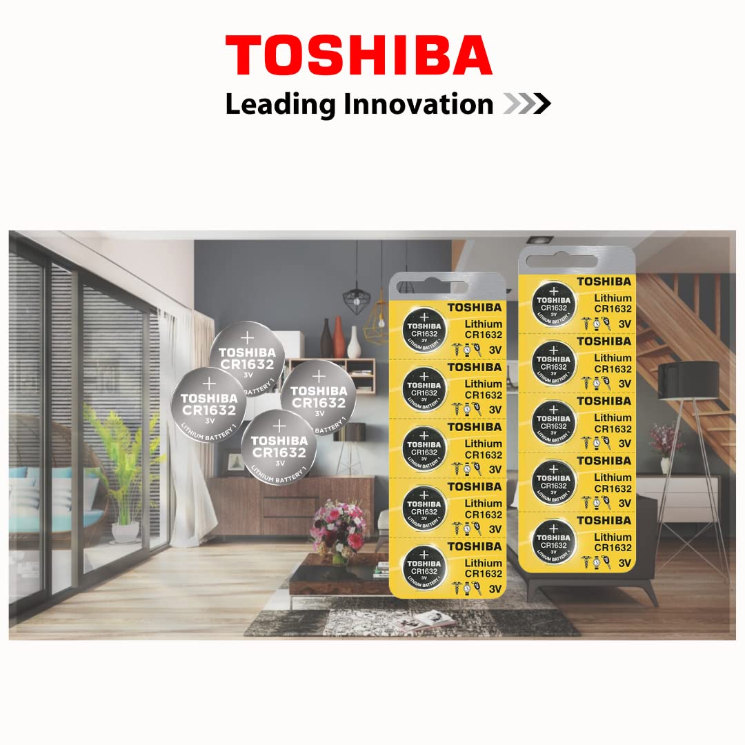 TOSHIBA CR1632 Battery 3V Lithium Coin Cell (5 Batteries)