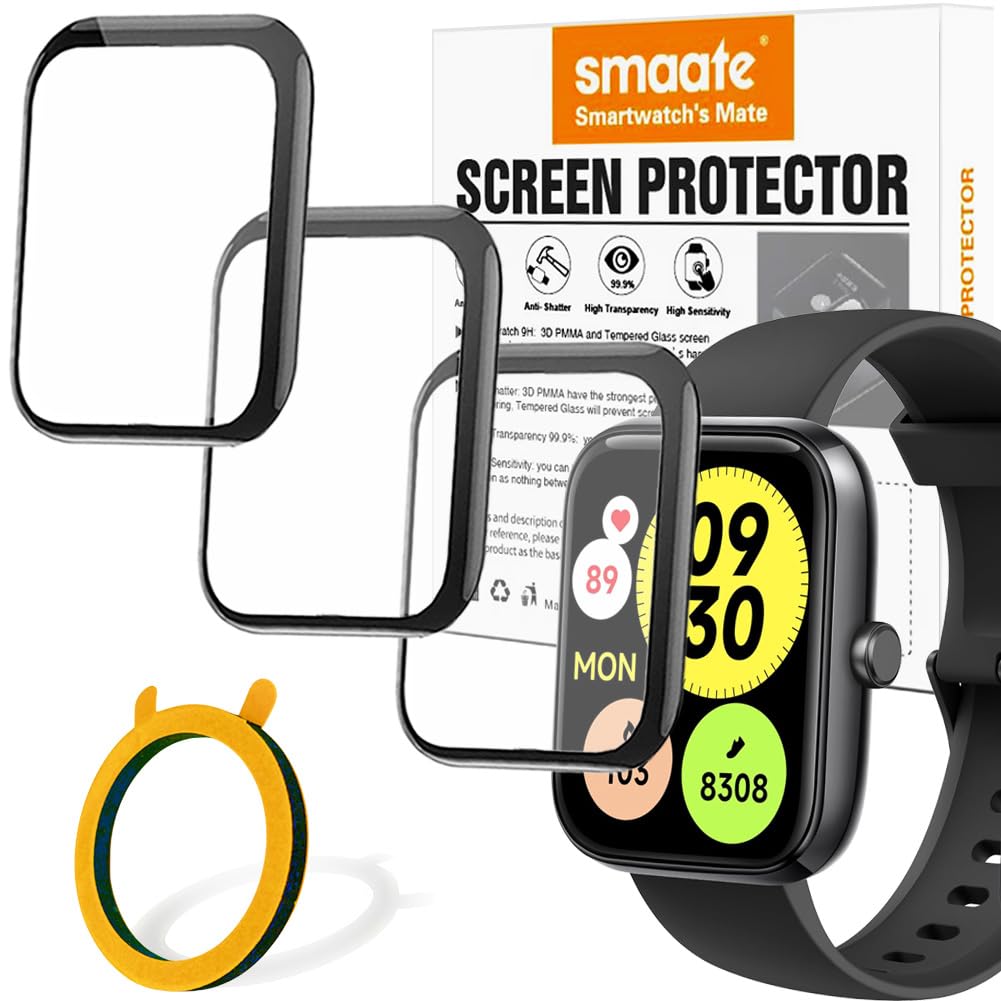 3D Screen Protectors Compatible With Mikego Booomic Senbono Kalinco Idw25 1.83    Smart Watch, 3 Pieces, Full Coverage, Anti-Sha