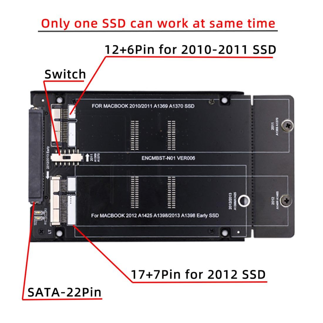 Chenyang 12+6Pin & 17+7Pin Mac Ssd To 2.5  Sata 2 In 1 Combo Case Enclosure Adapter For 2010 2011 2012 Mac Air Pro Retina Ssd